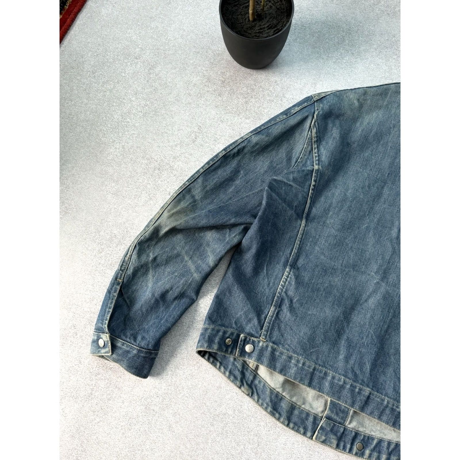 Denime VINTAGE Levis Engineered Jeans 90s Button Up Denim Jacket Men L Blue Denim Jacket Bomber Style Casual Streetwear 90s Mens Button Up Pockets Size US 33 - 6 Thumbnail