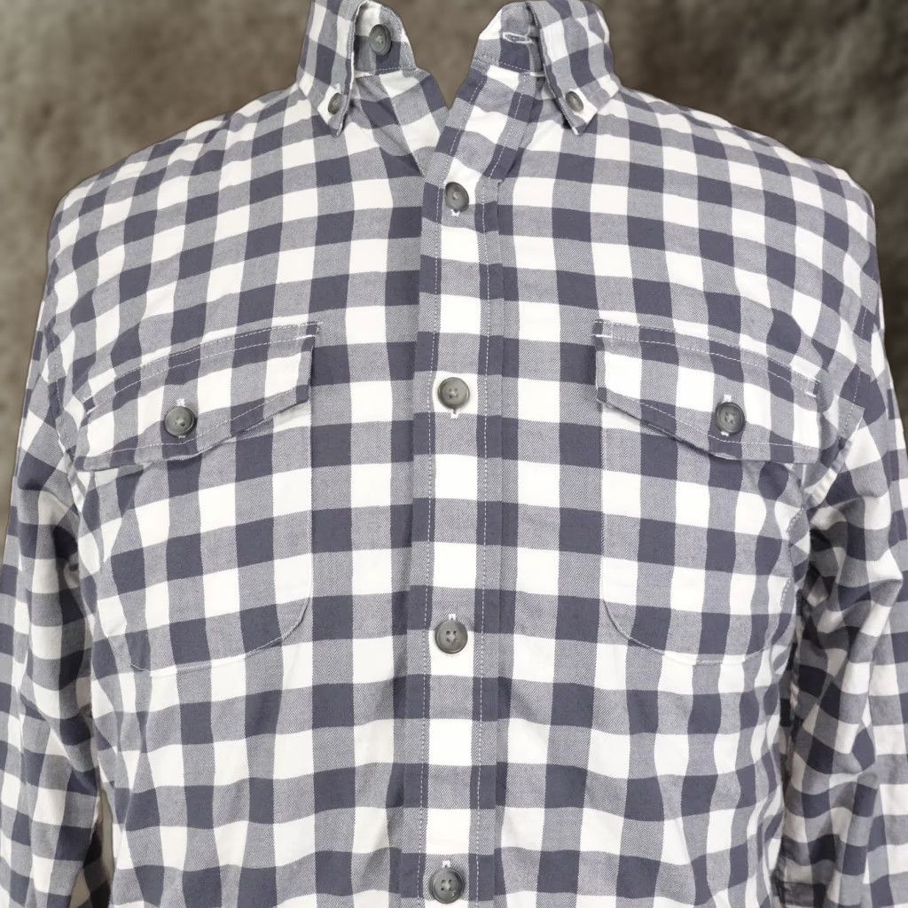 Lands' End VINTAGE Lands' End Shirt Mens Medium Gray White Checkered Cotton-Spandex Button-Down Collared Long Sleeve Traditional Fit Men Size US M / EU 48-50 / 2 - 1 Thumbnail