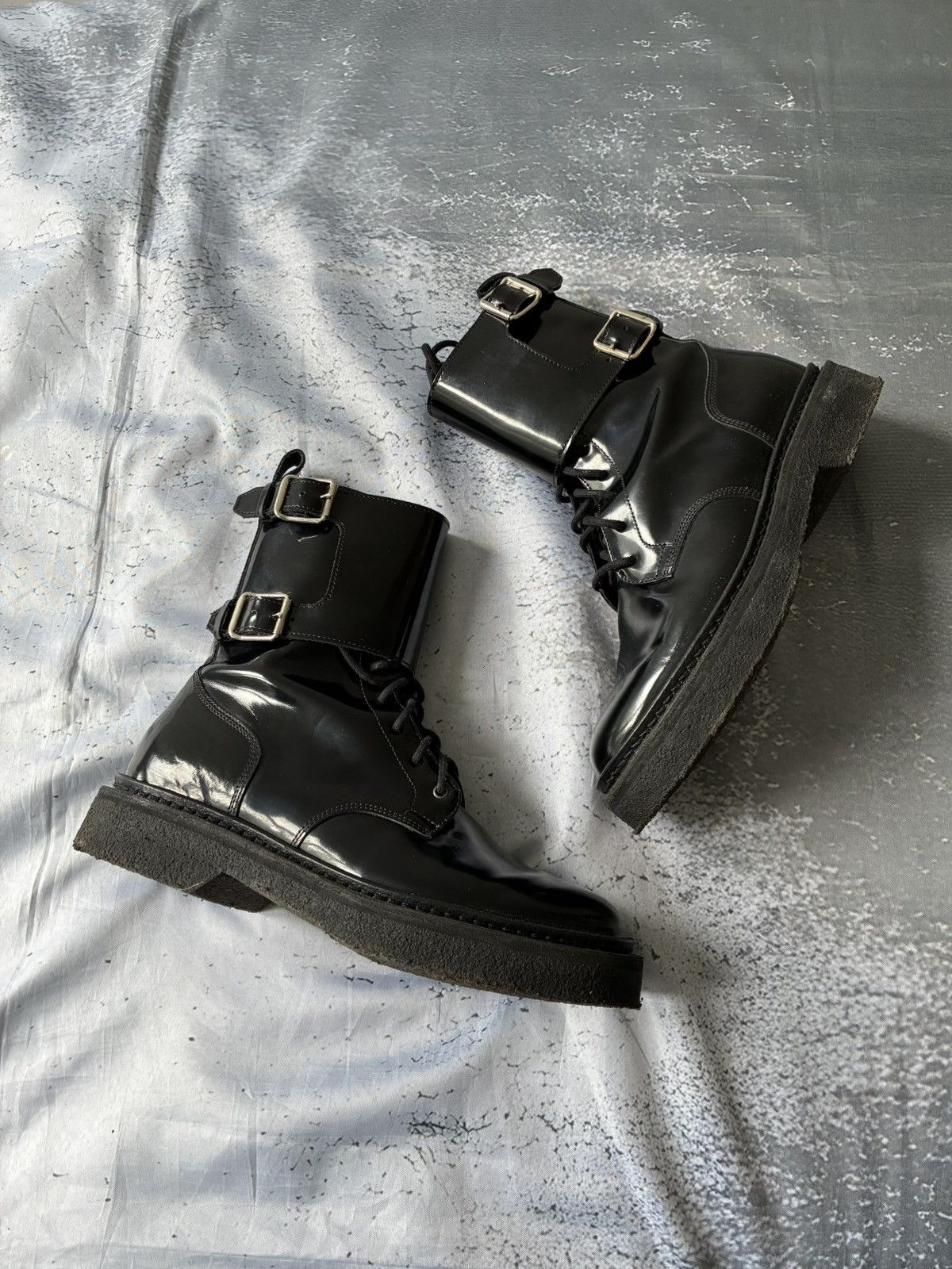 Balmain × H&M Balmain x H&M Patent Leather Combat Boots Size US 7 / EU 40 - 2 Thumbnail