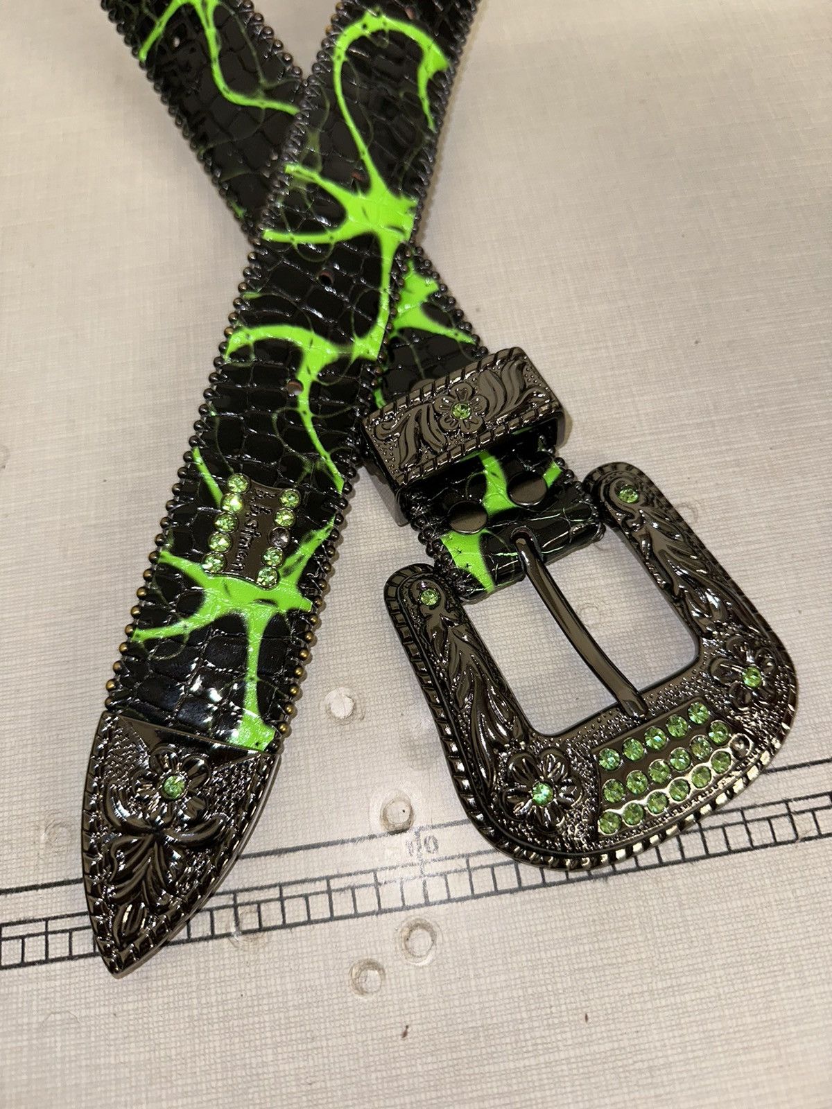 Pre-owned B B Simon Bb Simon Belt Black/green