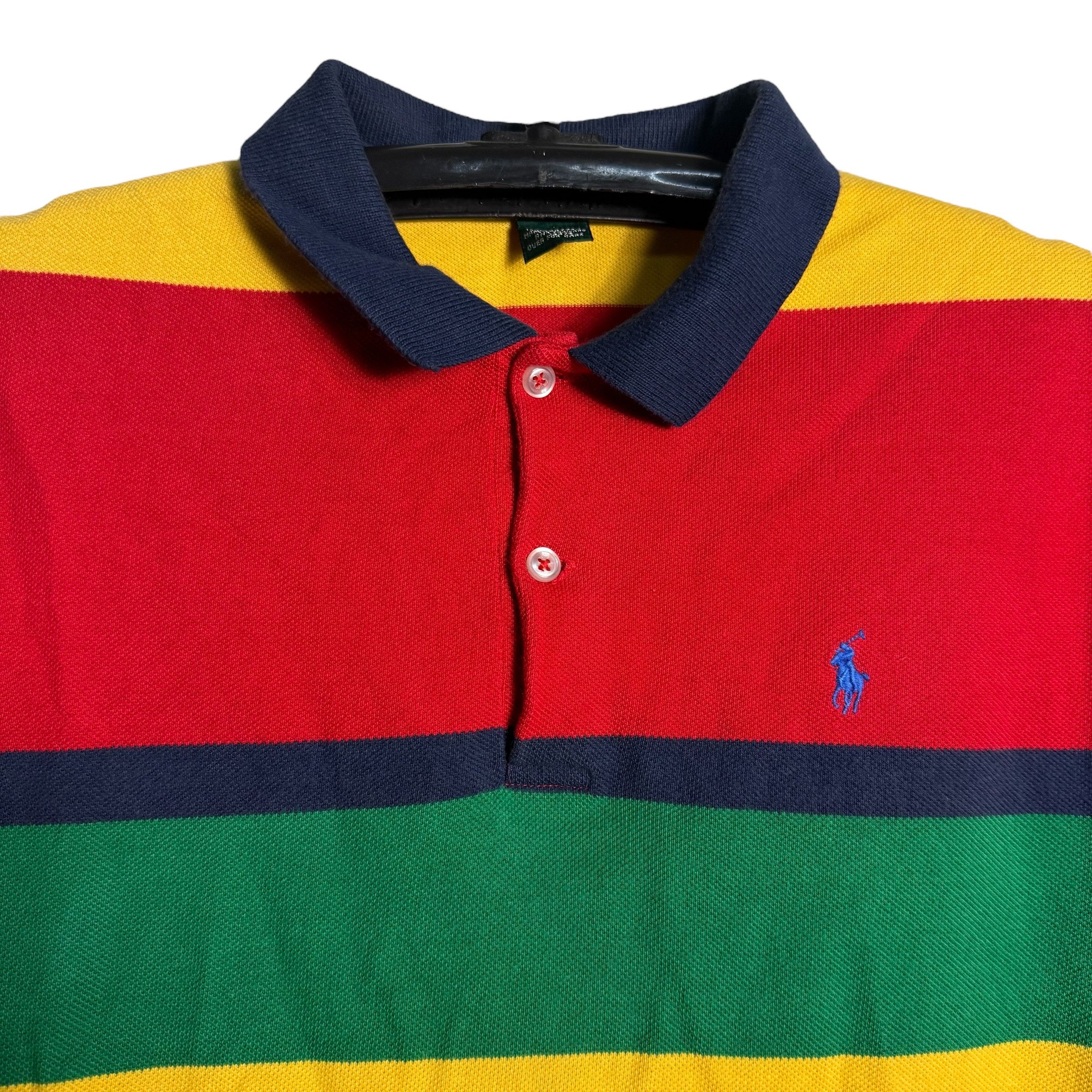 Polo Ralph Lauren 🔥RARE🔥Vintage Polo Ralph Lauren Stripes Rasta Polo Shirt Size US XL / EU 56 / 4 - 3 Thumbnail