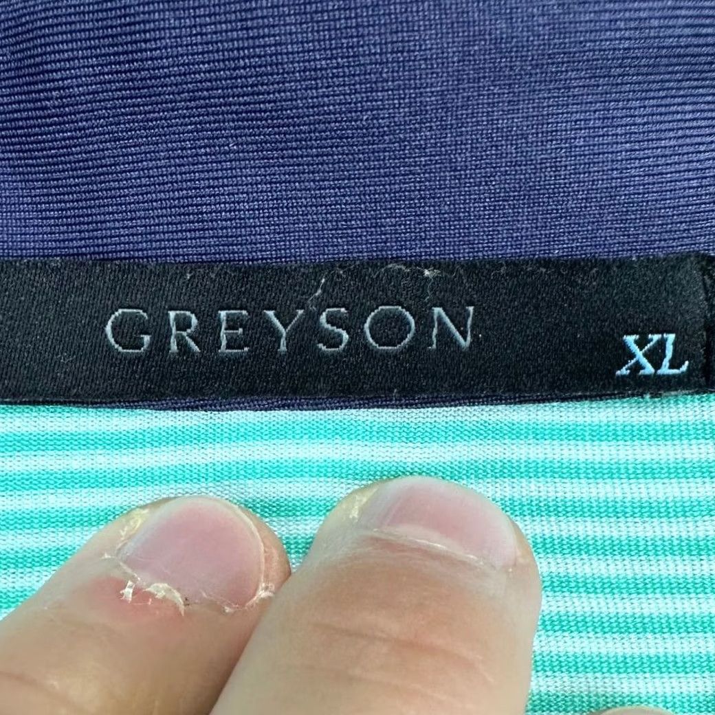 Vintage Greys Greyson Polo Shirt Adult XL Aqua Blue Striped Golf Polo Athletic Stretch Rugby Mens Size US XL / EU 56 / 4 - 4 Thumbnail