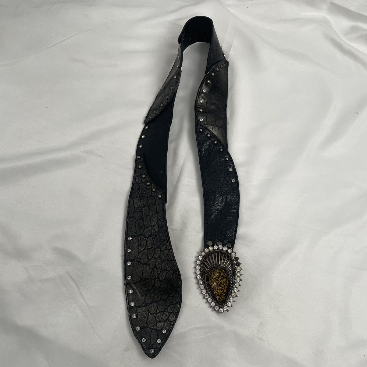 If Six Was Nine Black snakeskin big buckle belt punk goth styled Size ONE SIZE - 1 Thumbnail