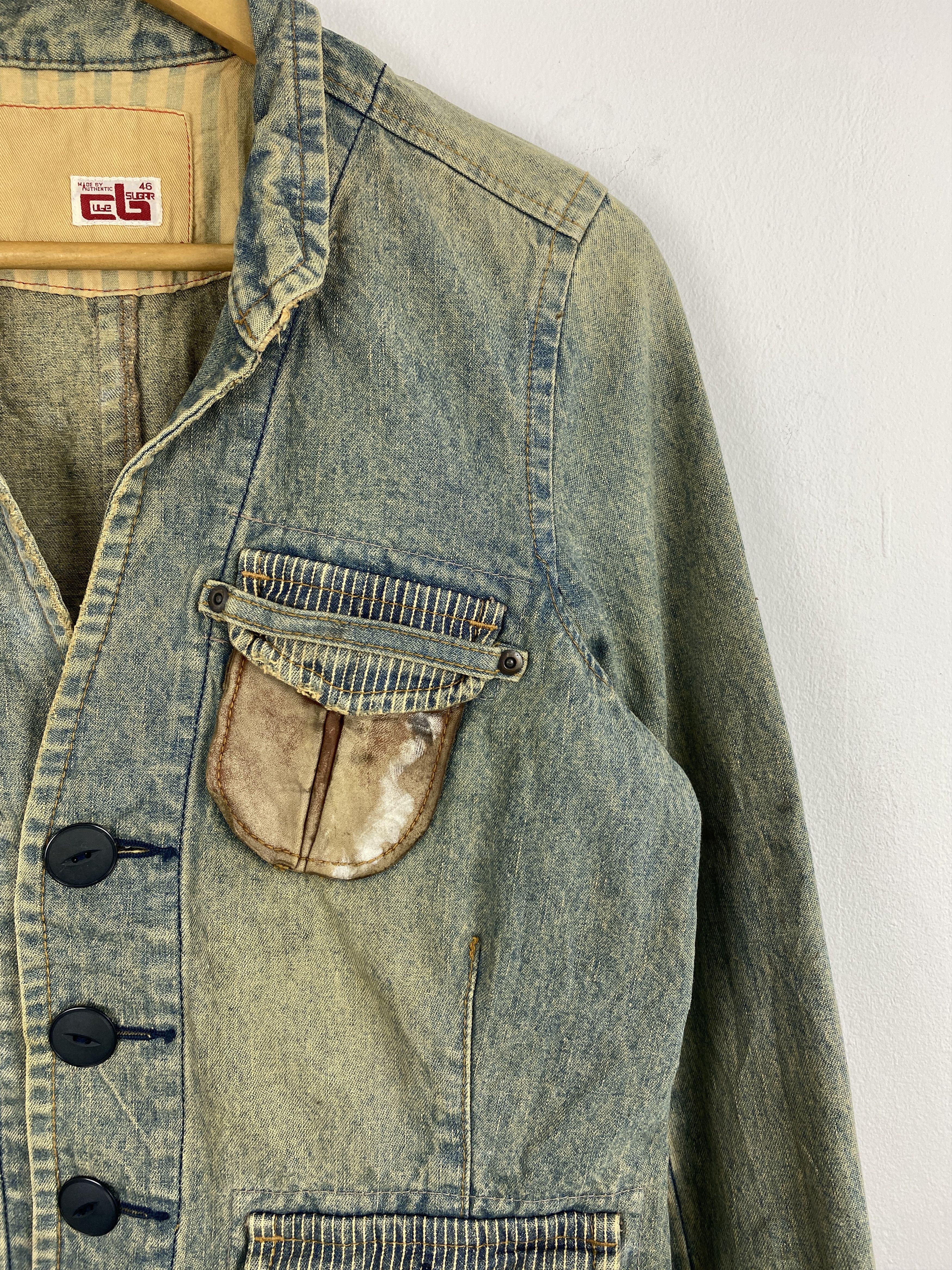 Japanese Brand Vintage Cube Sugar Multi Pocket Button Up Denim Jacket J2006 Size US S / EU 44-46 / 1 - 6 Thumbnail