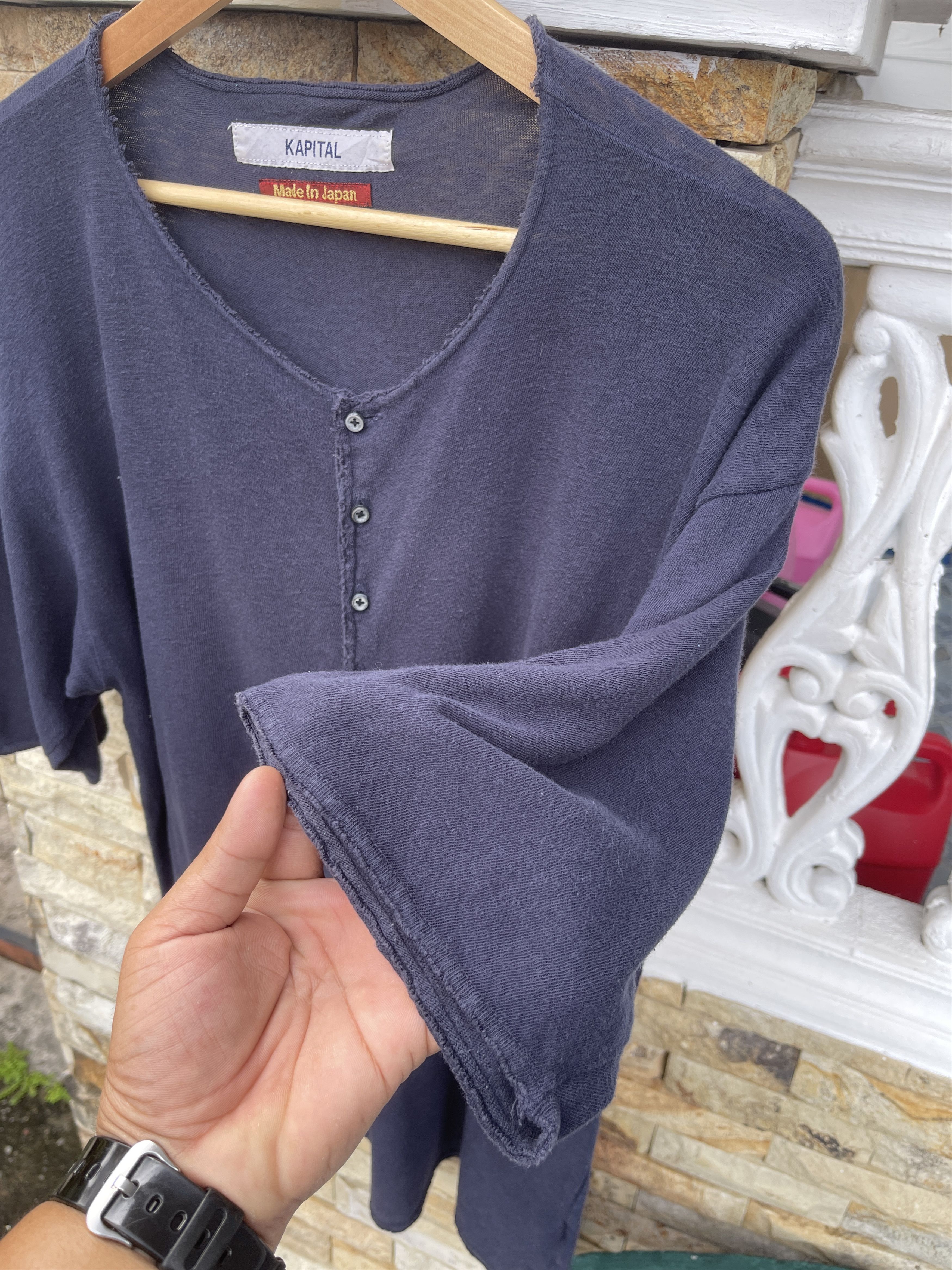 Kapital Last Drop🔥Rare🔥Vintage KAPITAL Henley T-Shirt Size US L / EU 52-54 / 3 - 6 Thumbnail