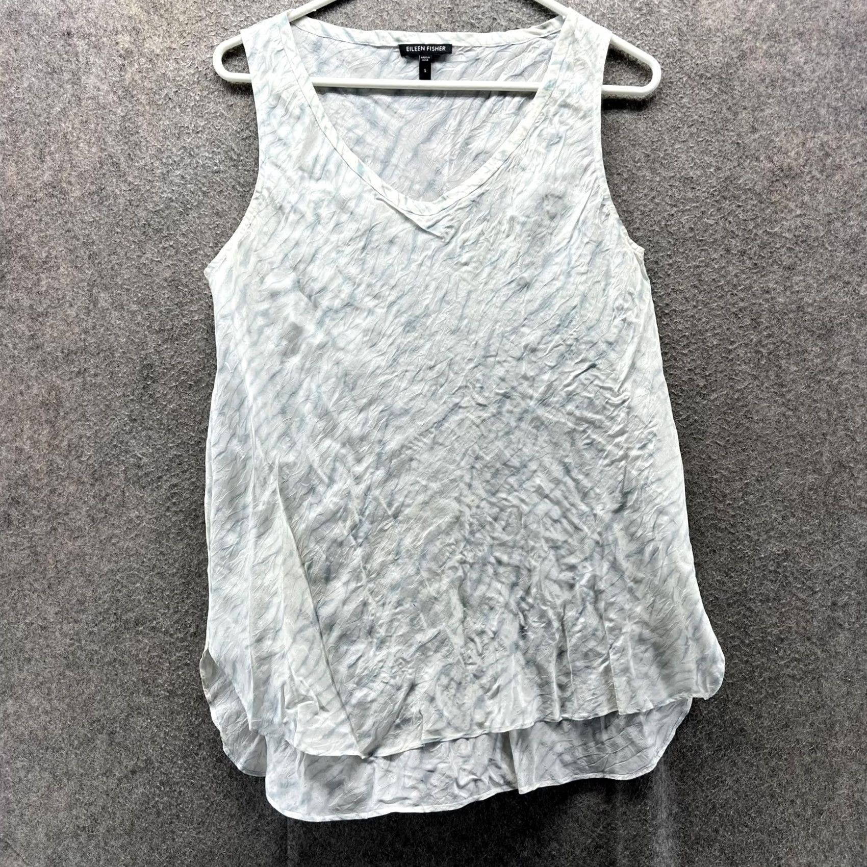 Eileen Fisher Eileen Fisher Tank Womens Small Blue Crinkled V-Neck Sleeveless Tunic Top Size S / US 4 / IT 40 - 2 Thumbnail
