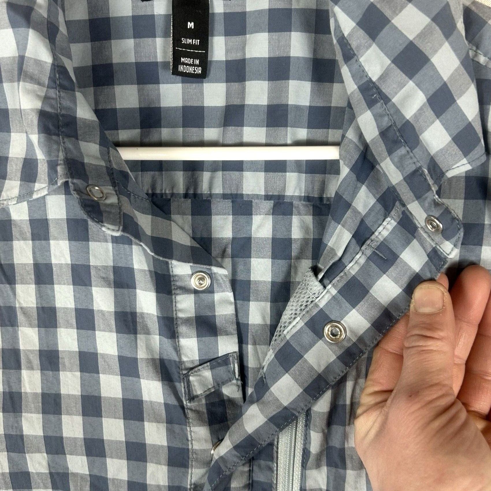 Vintage Alaskan Hardgear Button Up Shirt Blue Check Slim Fit Mens M Snap S/S Knit Cotton Blend Size US M / EU 48-50 / 2 - 4 Thumbnail