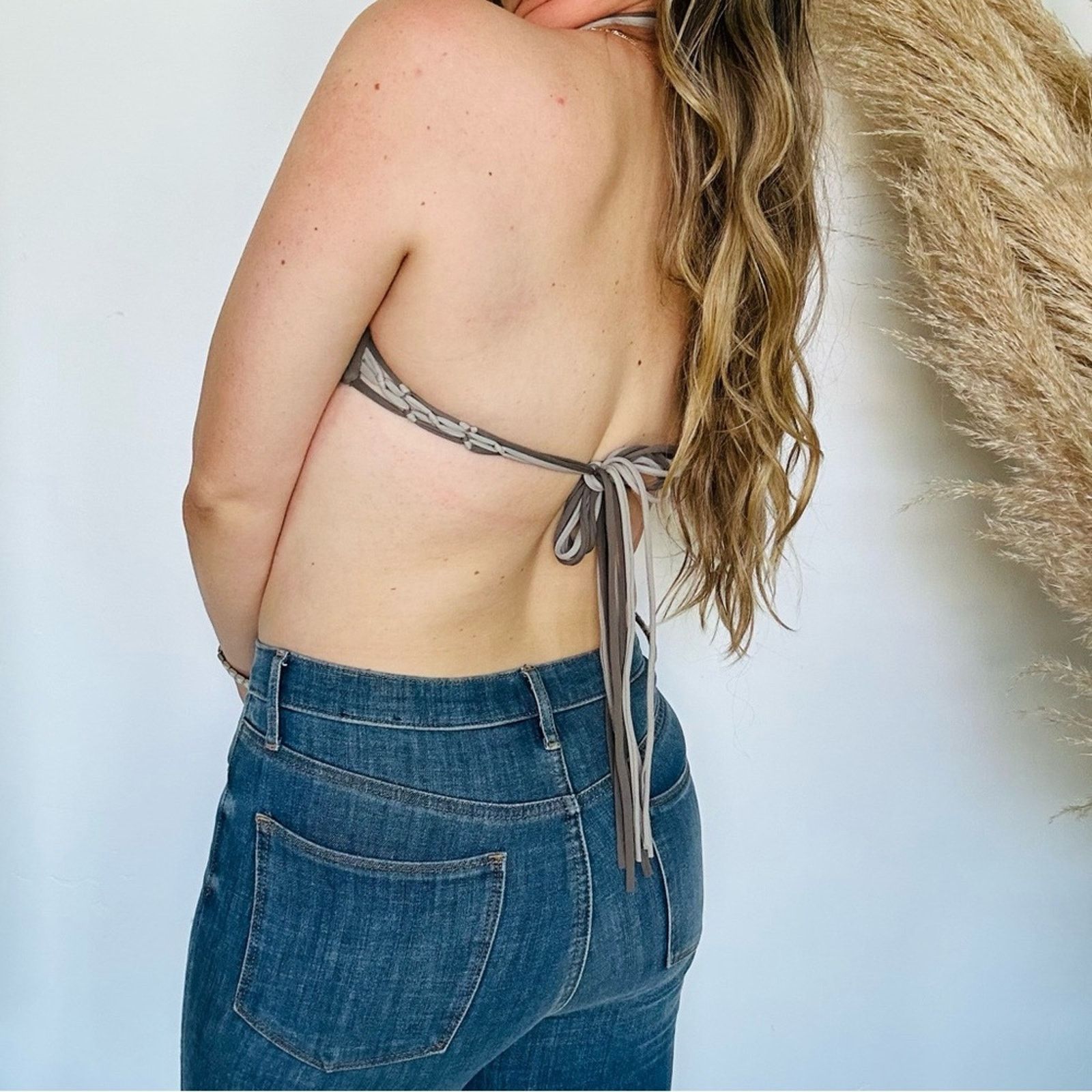 Anthropologie ANTHROPOLOGIE SIEMPRE GOLDEN Beige Cream Halter Bikini Top Size ONE SIZE - 4 Thumbnail