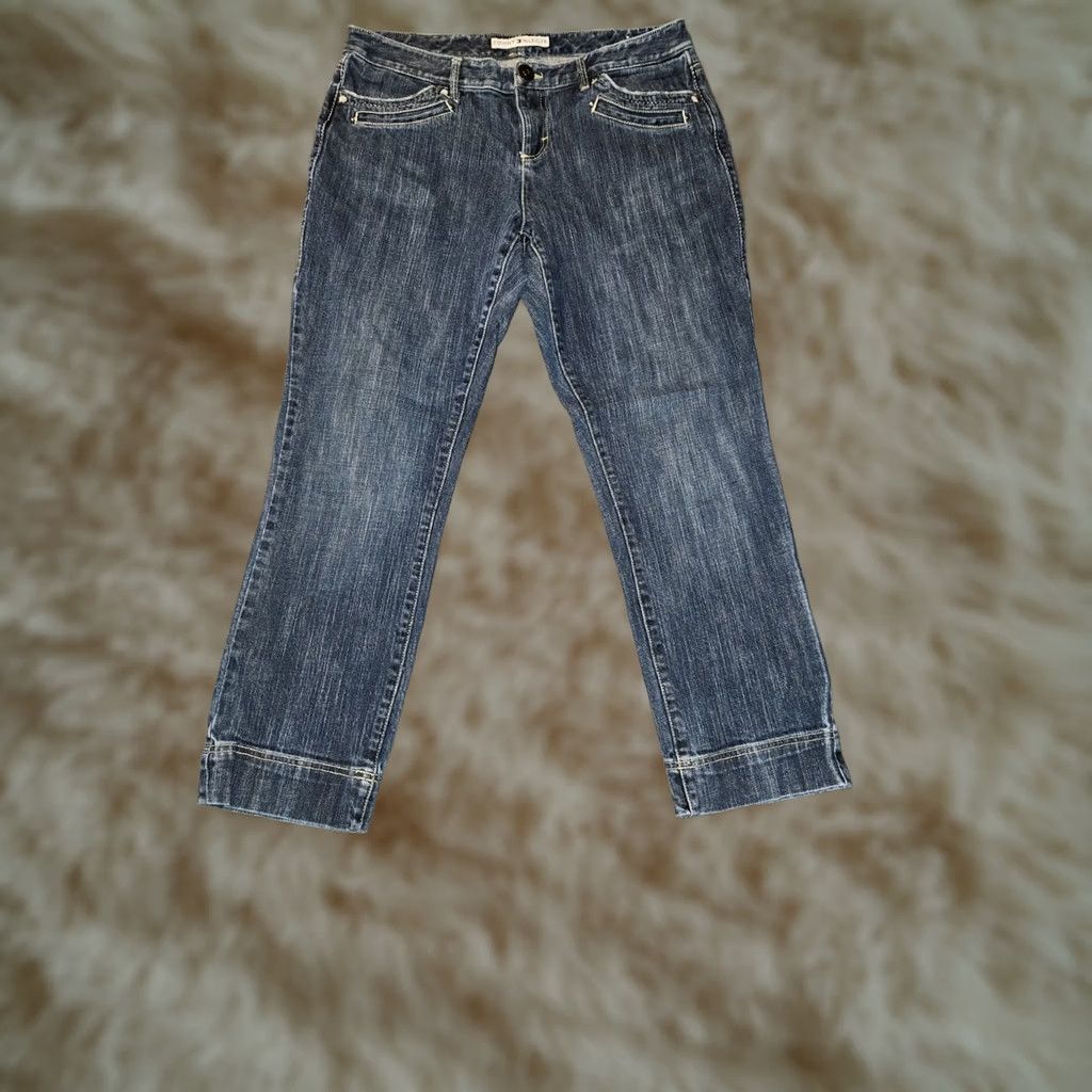 Tommy Hilfiger Tommy Hilfiger Capri Jeans Women 10 Low Rise Blue Crop Denim Logo Pockets 90s Hipster Preppy Womens Size 32" / US 10 / IT 46 - 1 Thumbnail