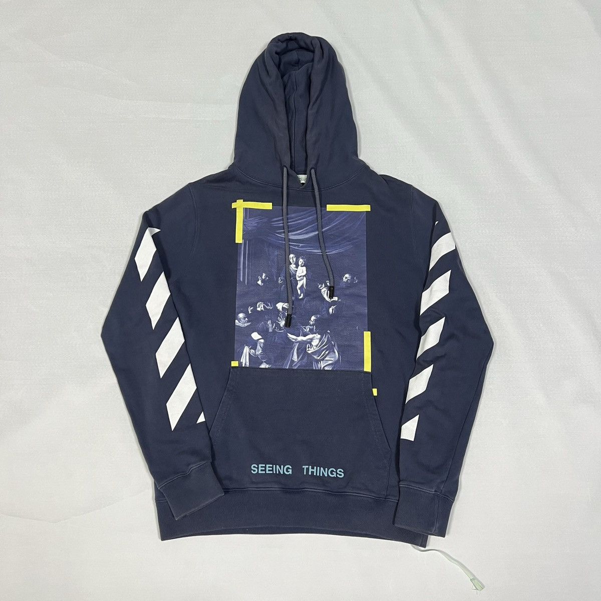 image of Off White Off-White Caravaggio Hoodie Navy, Men's (Size Small)