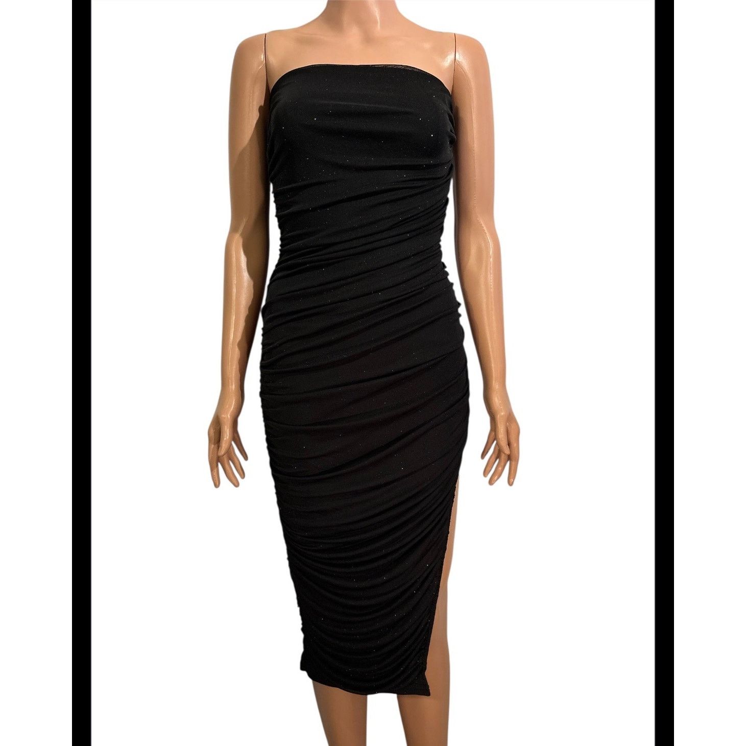 Shein Privy Strapless Sparkle Bodycon Midi Dress Size Small Size S / US 4 / IT 40 - 2 Thumbnail