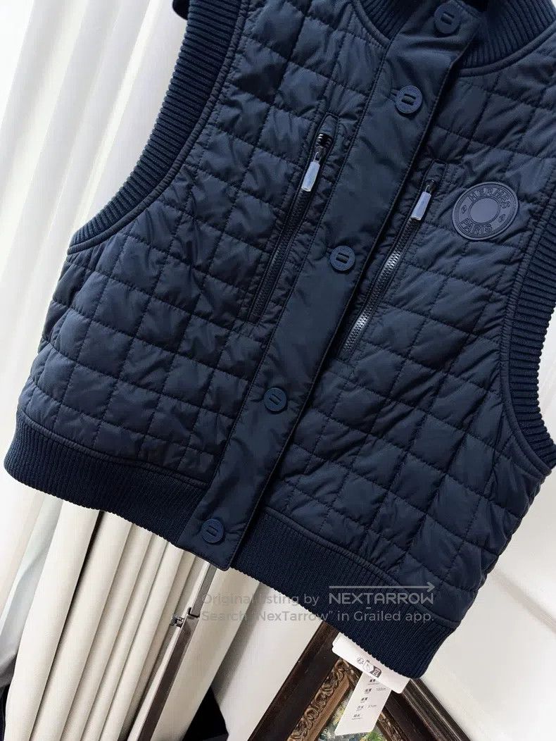 Hermes Hermes Dark Blue Plaid Cotton Vest Jacket Size XS / US 0-2 / IT 36-38 - 2 Thumbnail