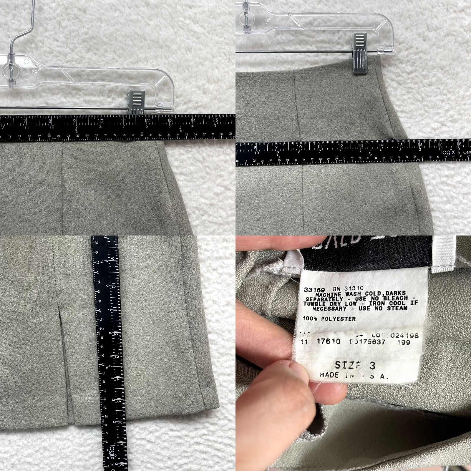 Vintage VINTAGE 90s Y2K Mini Skirt Grey 2 25 Thigh Slit Office Preppy Academia CorpCore Secretary/Geek Womens Size 26" / US 2 / IT 38 - 8 Thumbnail