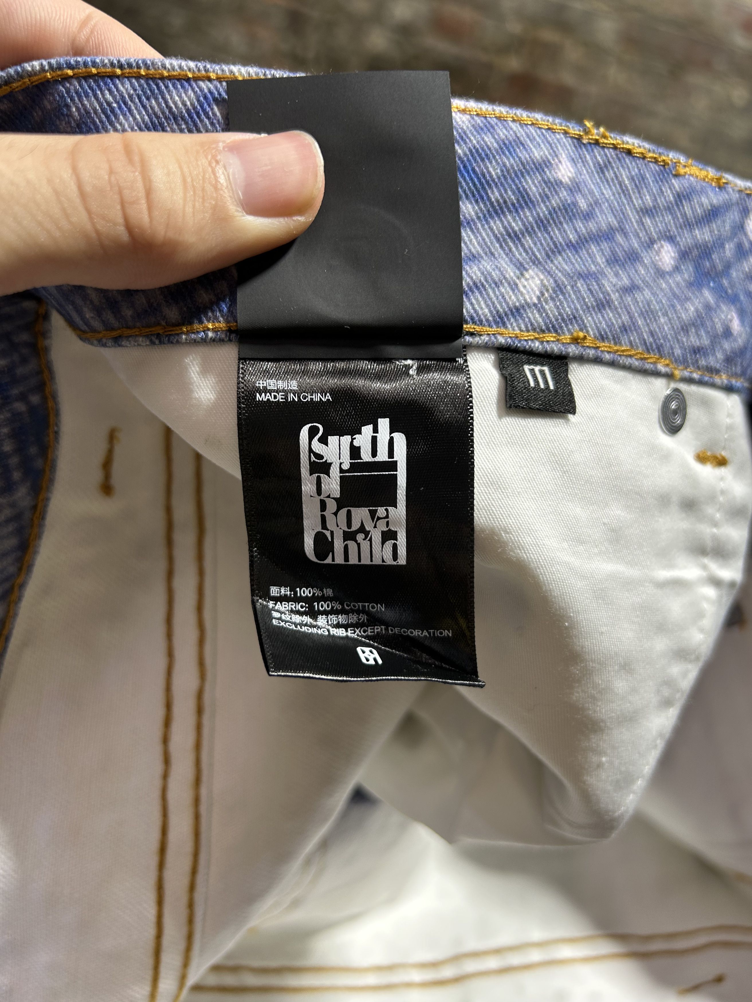 パンツ Birth Of Child DiamondBoro Denim 3D Printing Washed 20k Swarovski Diamond Boro – Birth Of