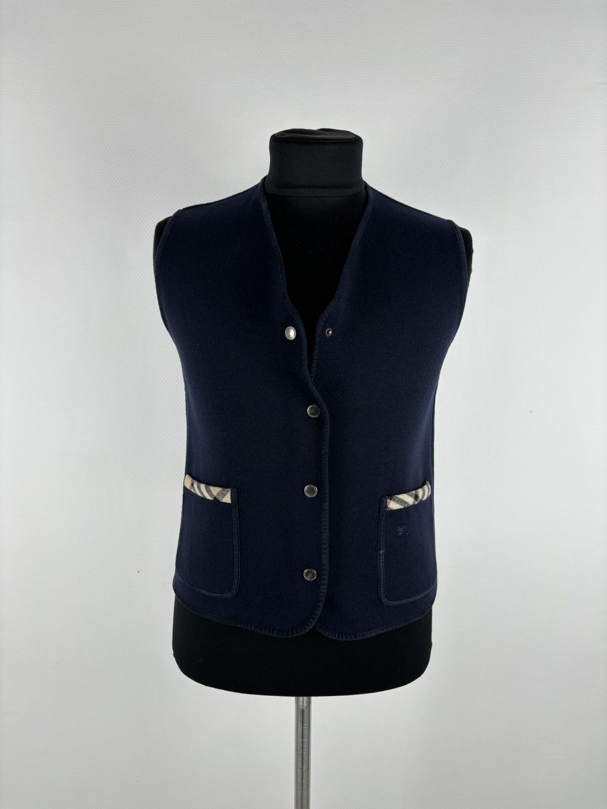 Burberry × Burberry Prorsum VTG 90s BURBERRY London "New Towey" Wool Nova Check Navy Vest Gilet Waistcoat 44 Size M / US 6-8 / IT 42-44 - 6 Thumbnail