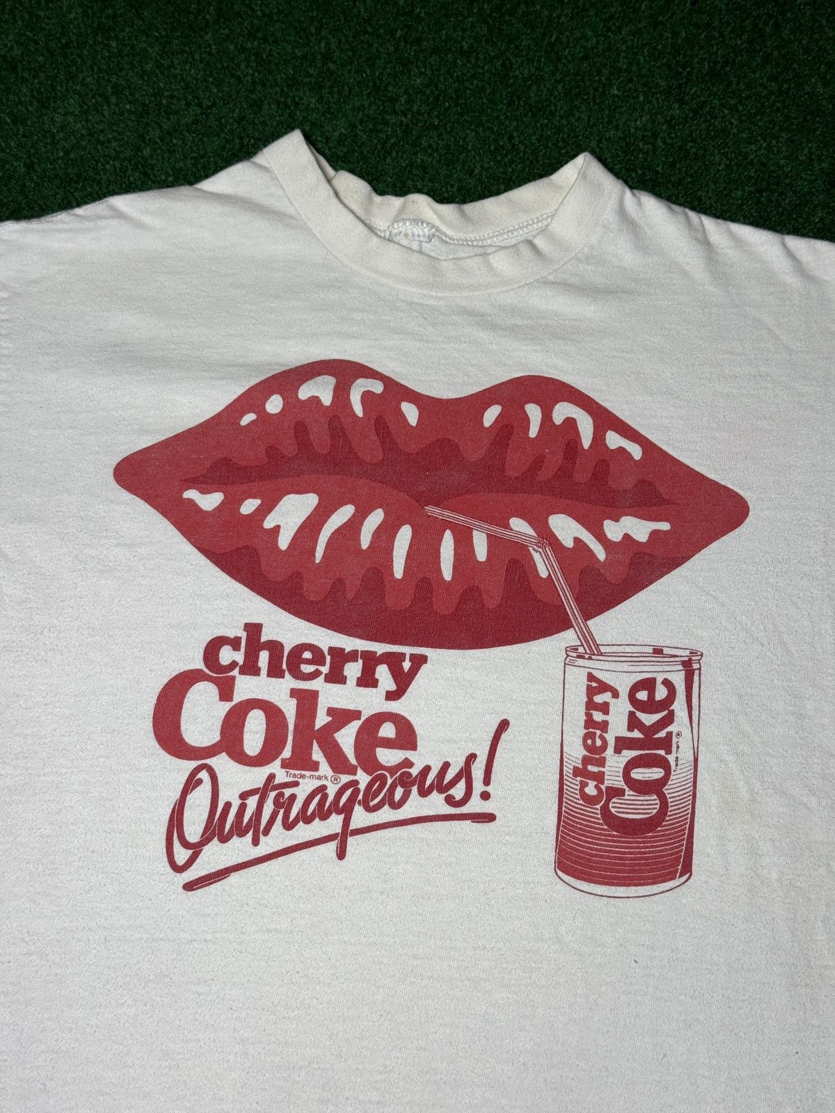 Coca Cola × Vintage Vtg 80s Cherry Coke RARE Big Lips Graphic Hip Hop T Shirt Size US L / EU 52-54 / 3 - 2 Thumbnail