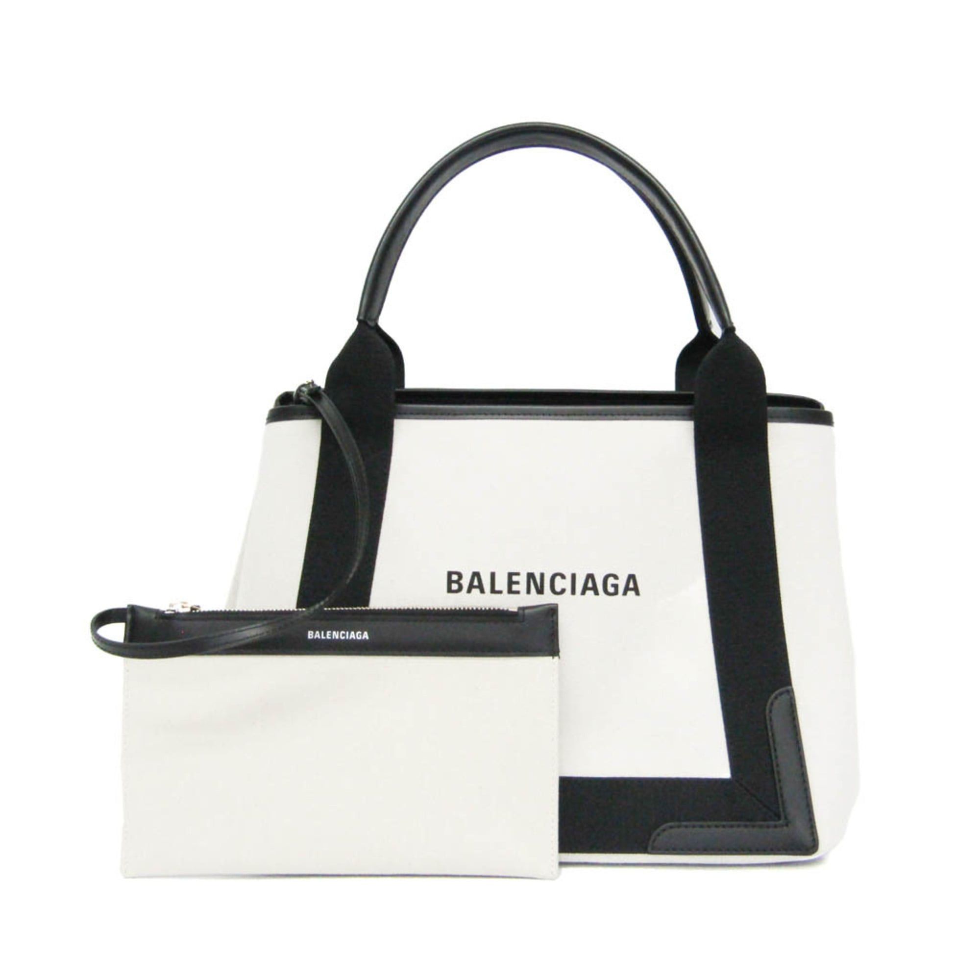 Balenciaga Balenciaga Navy Cabas S 339933 Women's Canvas,Leather Handbag Black,Off-white Size ONE SIZE - 1 Thumbnail