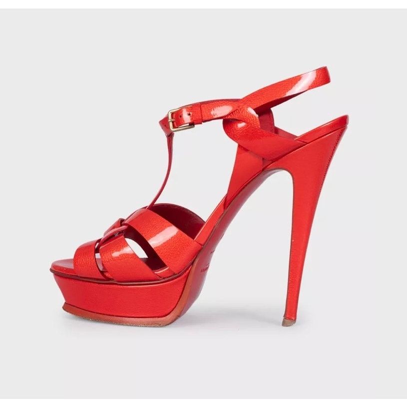 Saint Laurent Paris Saint Laurent Red Leather Tribute Sandals - Size 40 Size US 9 / IT 39 - 1 Thumbnail