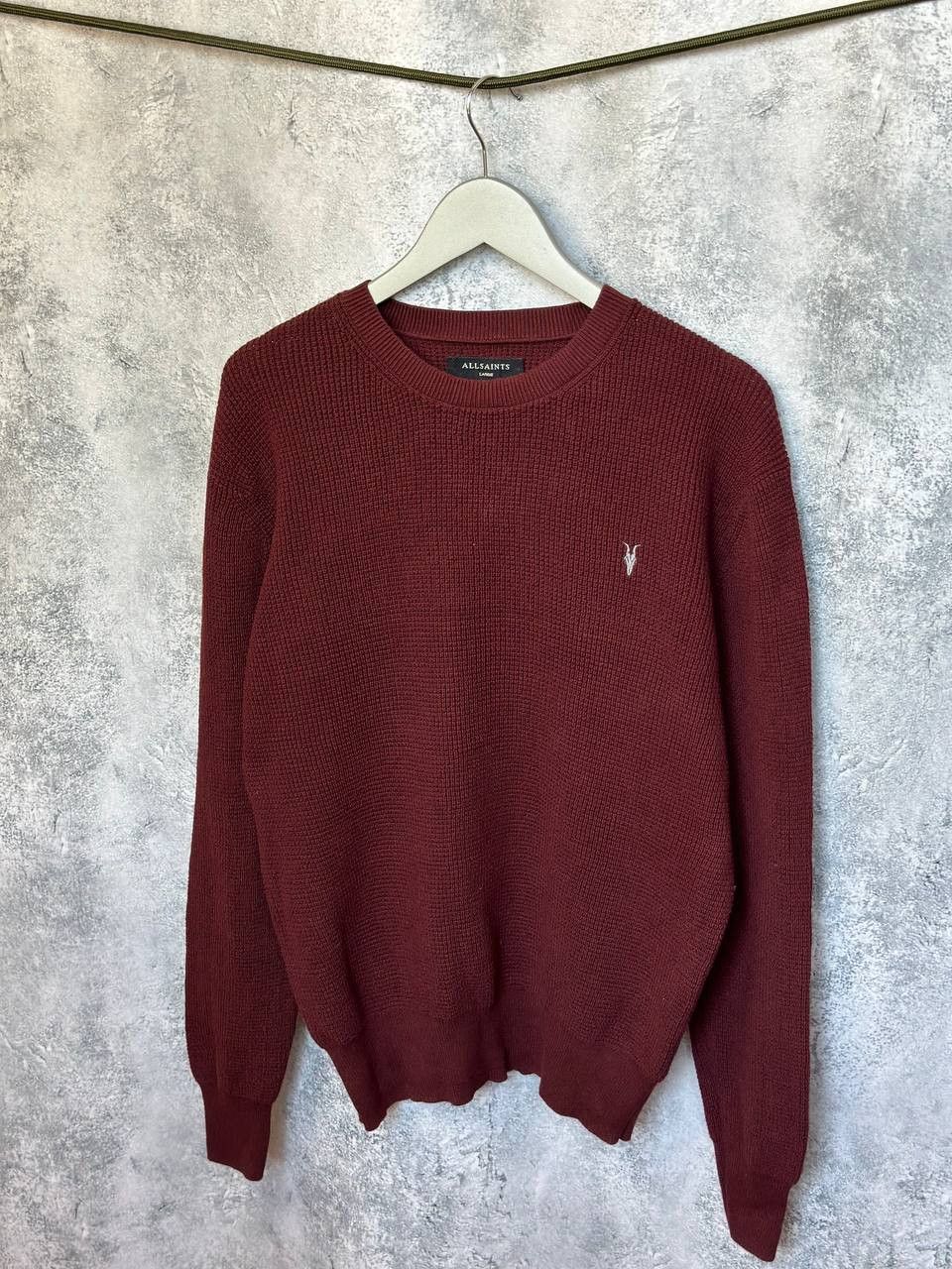 Allsaints ALLSAINTS Rias Crew Waffle Knit Sweater Burgundy Pullover Size US L / EU 52-54 / 3 - 1 Thumbnail