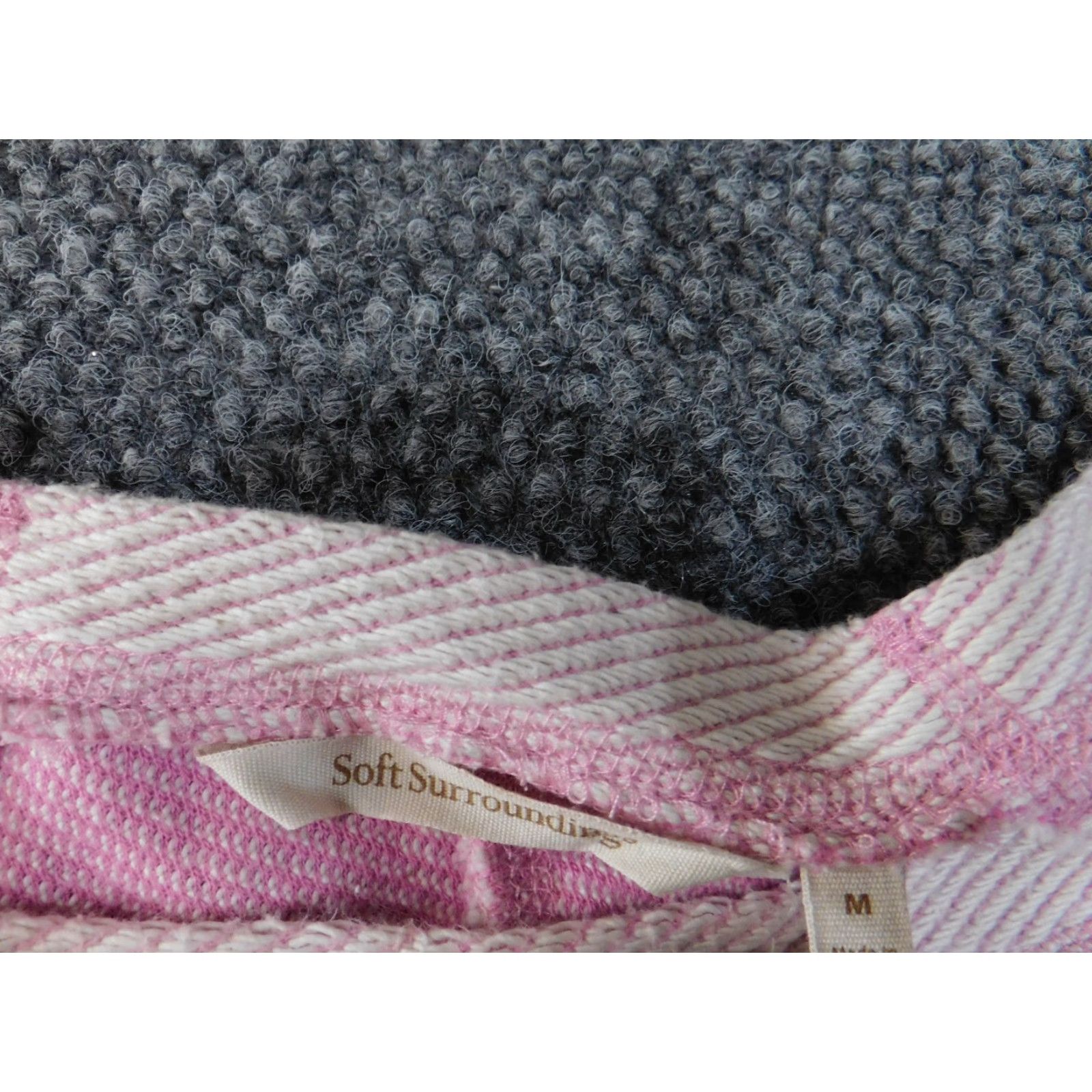 Soft Surroundings Soft Surroundings Sweatshirt Top Womens Medium Pink White 3/4 Sleeve Cotton Knit Casual Pullover Raglan Crew Neck Regular Modern American Boyfriends? Size M / US 6-8 / IT 42-44 - 4 Thumbnail