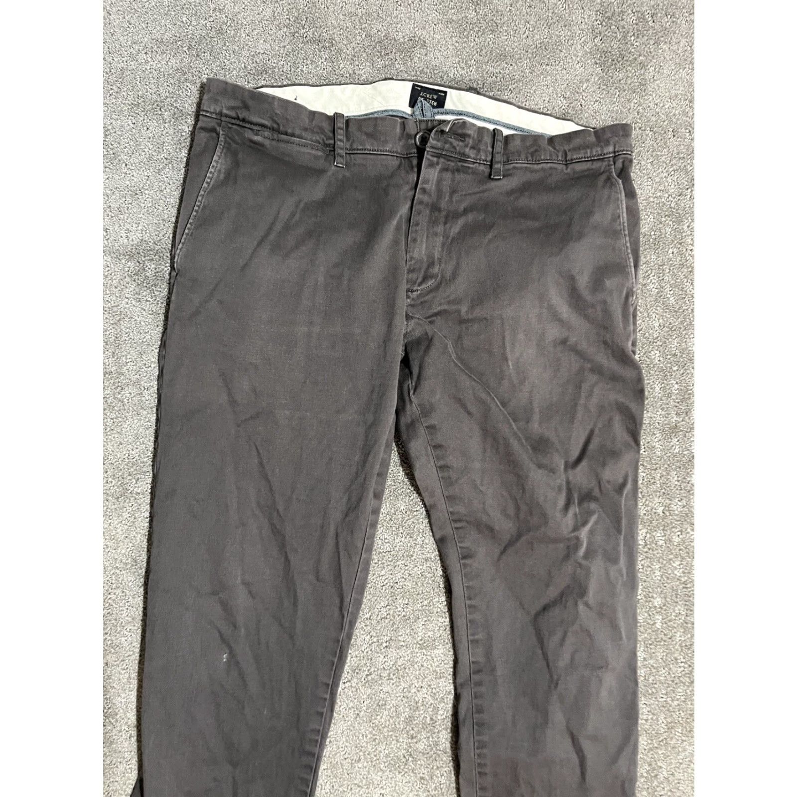 J.Crew VINTAGE J.CREW 484 Slim Straight Chino Pants Gray 33x28 Men’s Flat Front Cotton Stretch Size US 33 - 2 Thumbnail
