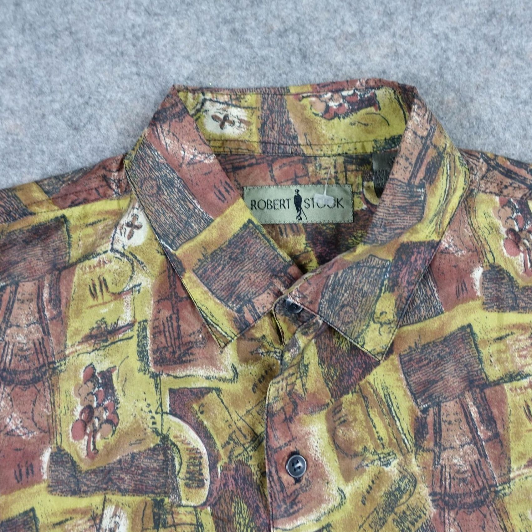 Vintage VINTAGE Robert Stock Shirt Mens M Brown Silk Button Up Short Sleeve Size US M / EU 48-50 / 2 - 3 Thumbnail