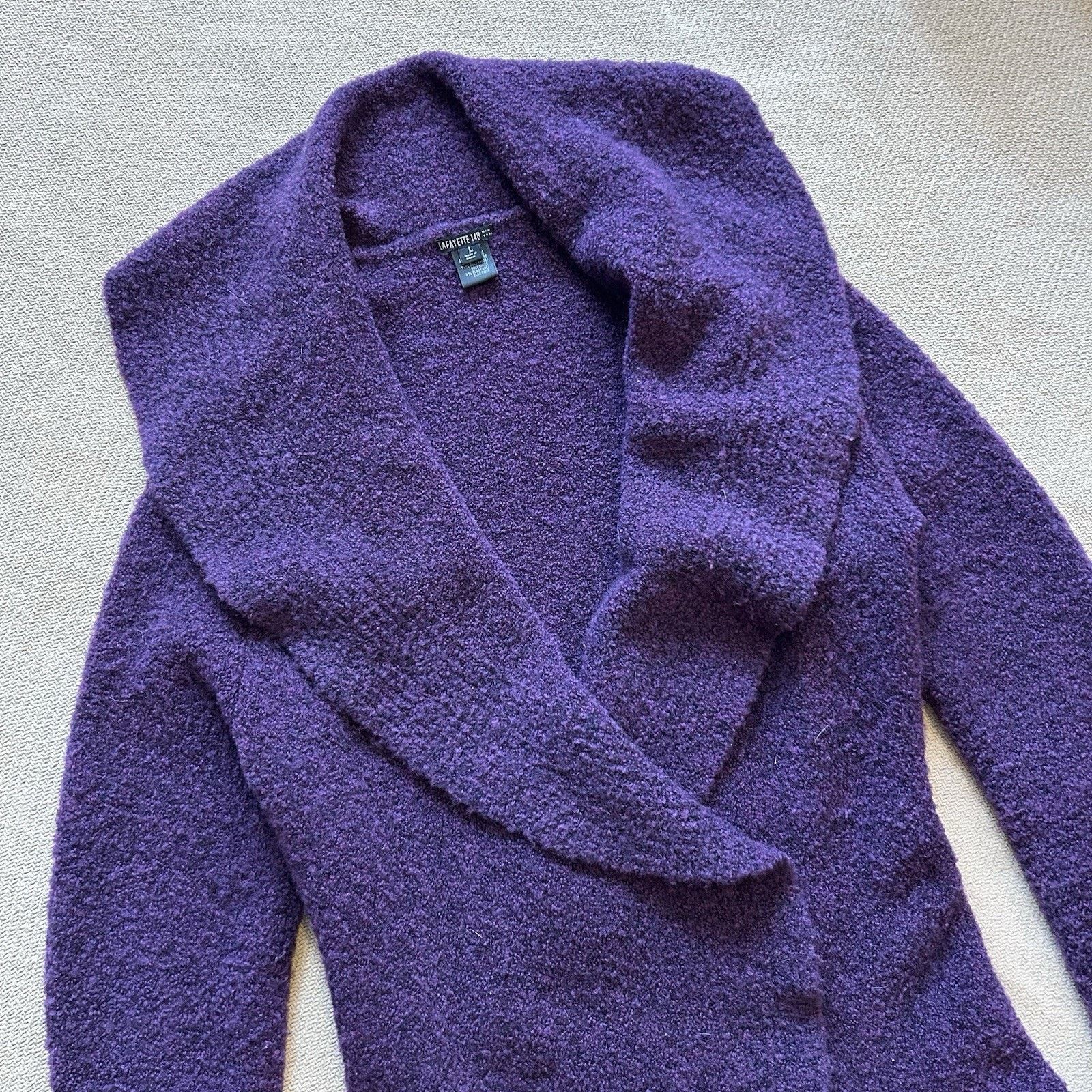 Other Lafayette 148 Purple Wool Duster Cardigan Sweater Jacket Size L / US 10 / IT 46 - 2 Thumbnail