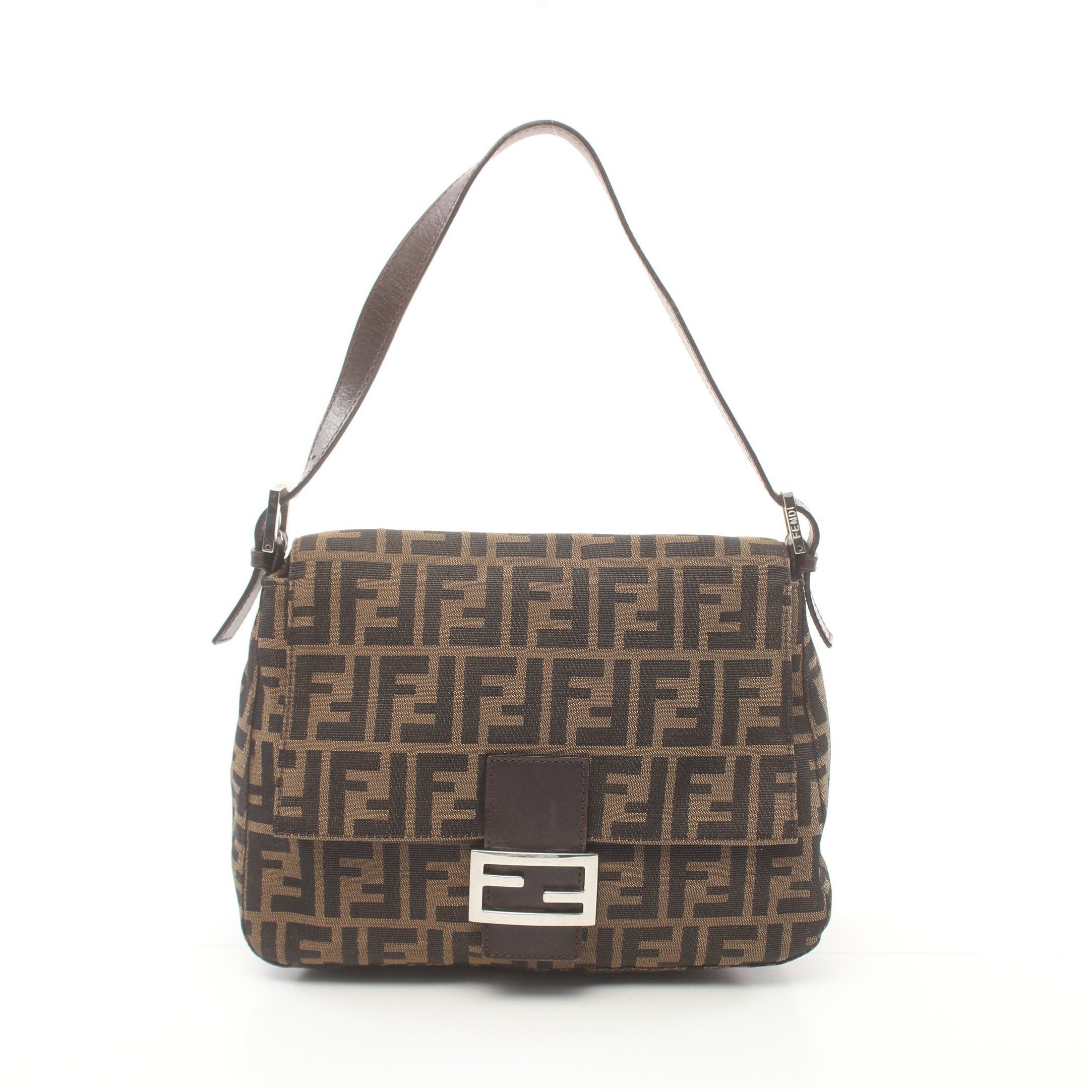 Fendi Fendi Mamma Bucket Zucca One Shoulder Bag Canvas Leather Brown Dark Size ONE SIZE - 1 Thumbnail