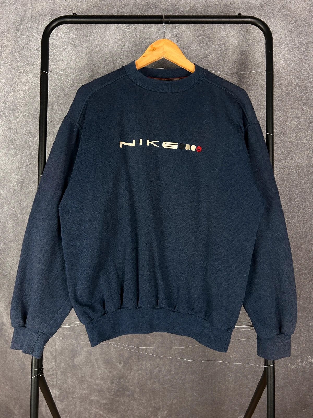 Nike crewneck navy big logo haft spellout vintage 90s