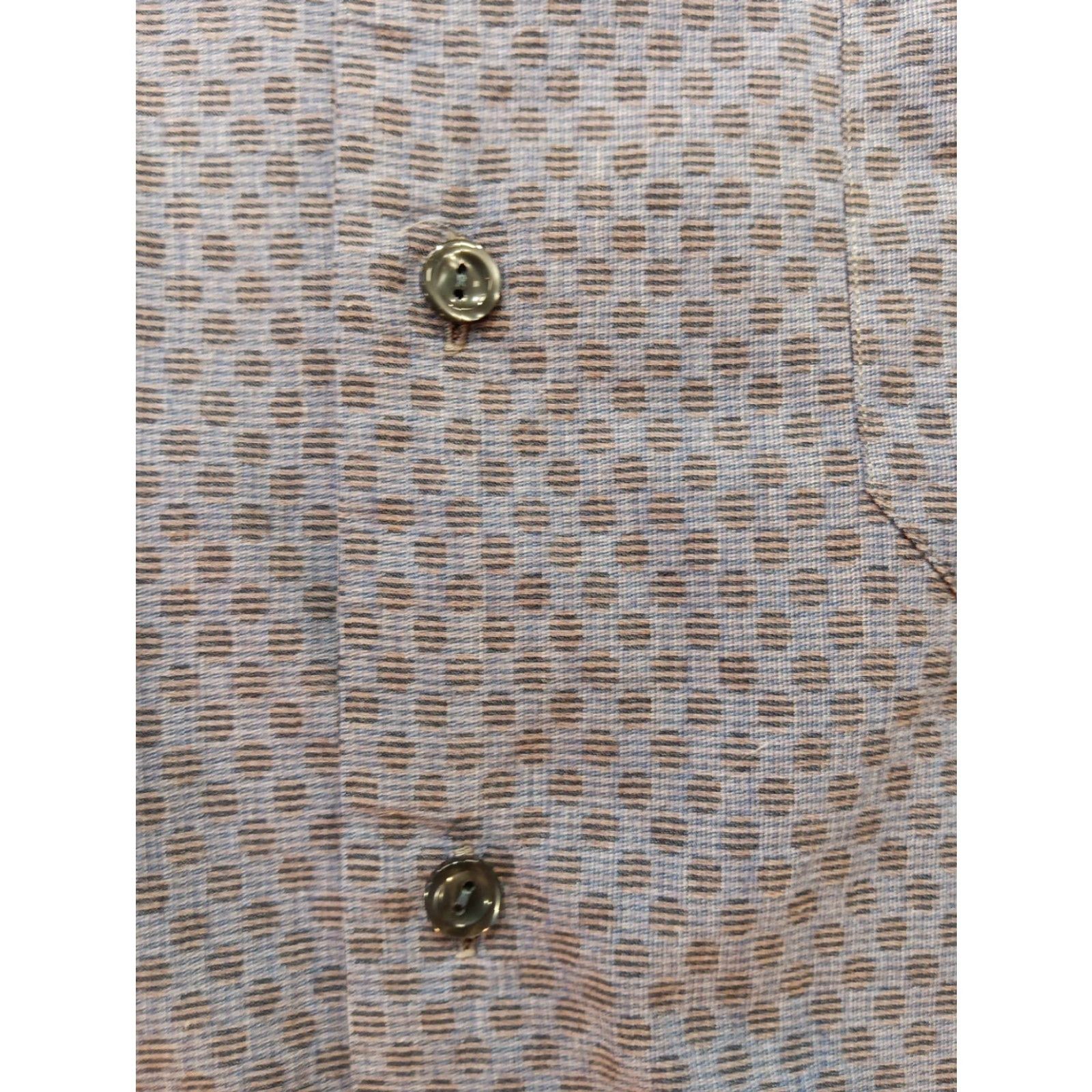 Eton Eton Shirt Mens 16/41 Slim Fit Dress 100% Cotton Blue-Gray Geometric Brown Dots Size 42R - 5 Thumbnail
