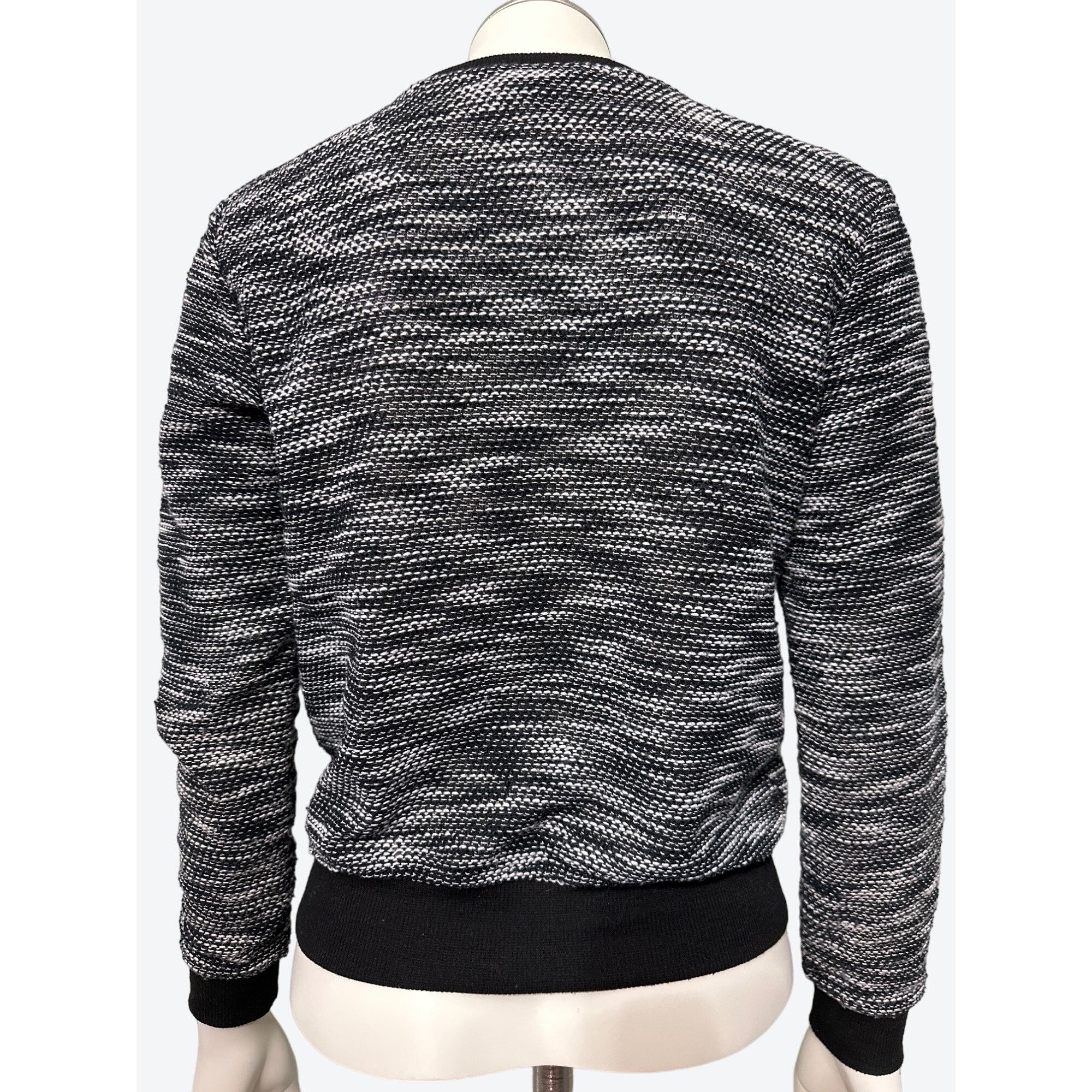 Almost Famous Almost Famous Black White Knit Zip Front Crew Neck Bomber Ja Size L / US 10 / IT 46 - 4 Thumbnail