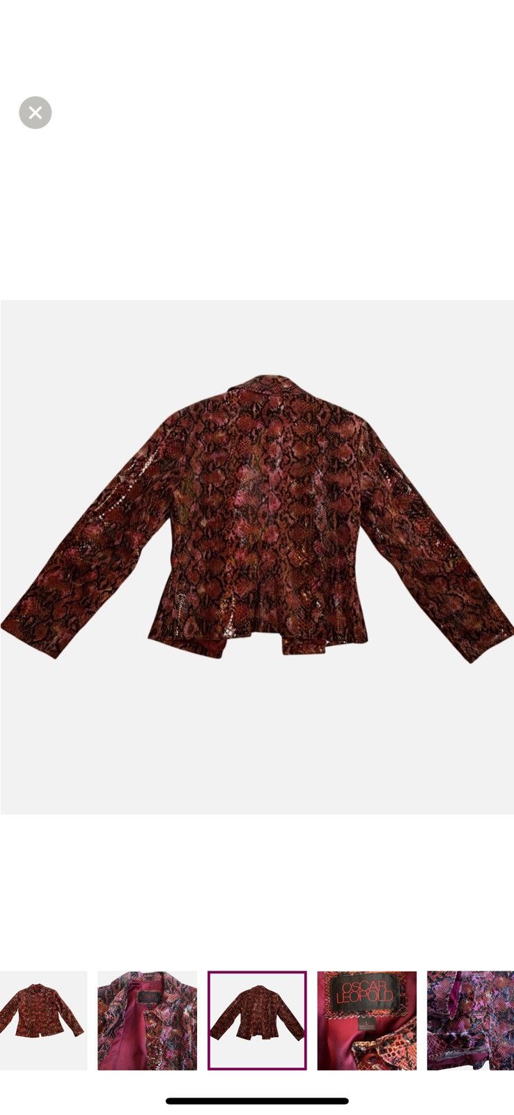 Other VTG Brown Pink Black Python Leather Look Lambskin Jacket Size L / US 10 / IT 46 - 5 Thumbnail