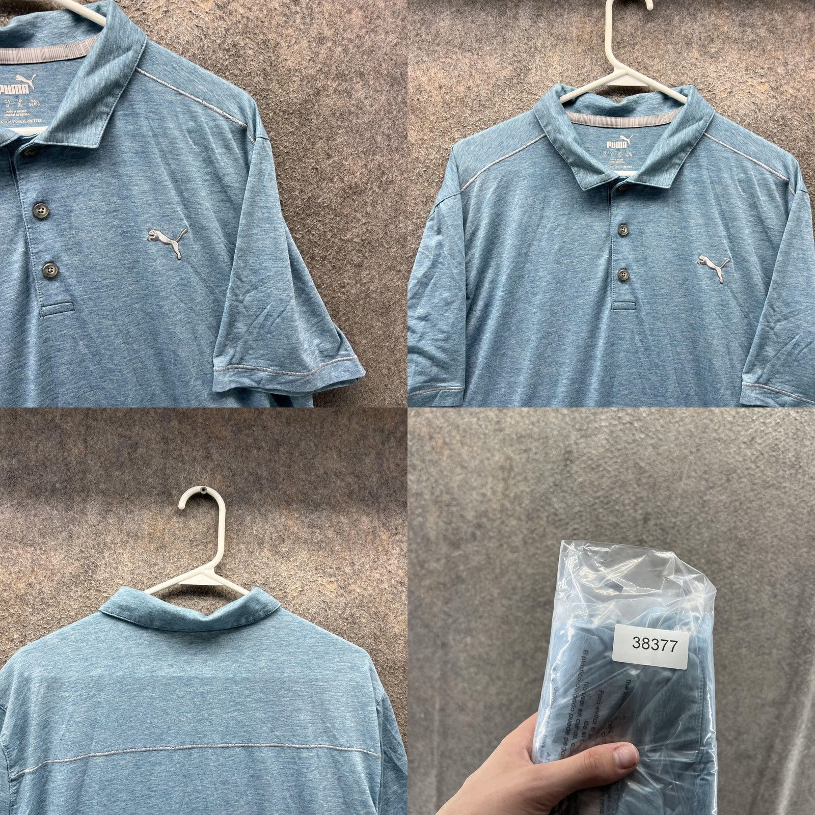 Puma Puma Shirt Mens Large Blue Heather Golf Polo Performance Short Sleeve Logo Polo Size US L / EU 52-54 / 3 - 8 Thumbnail