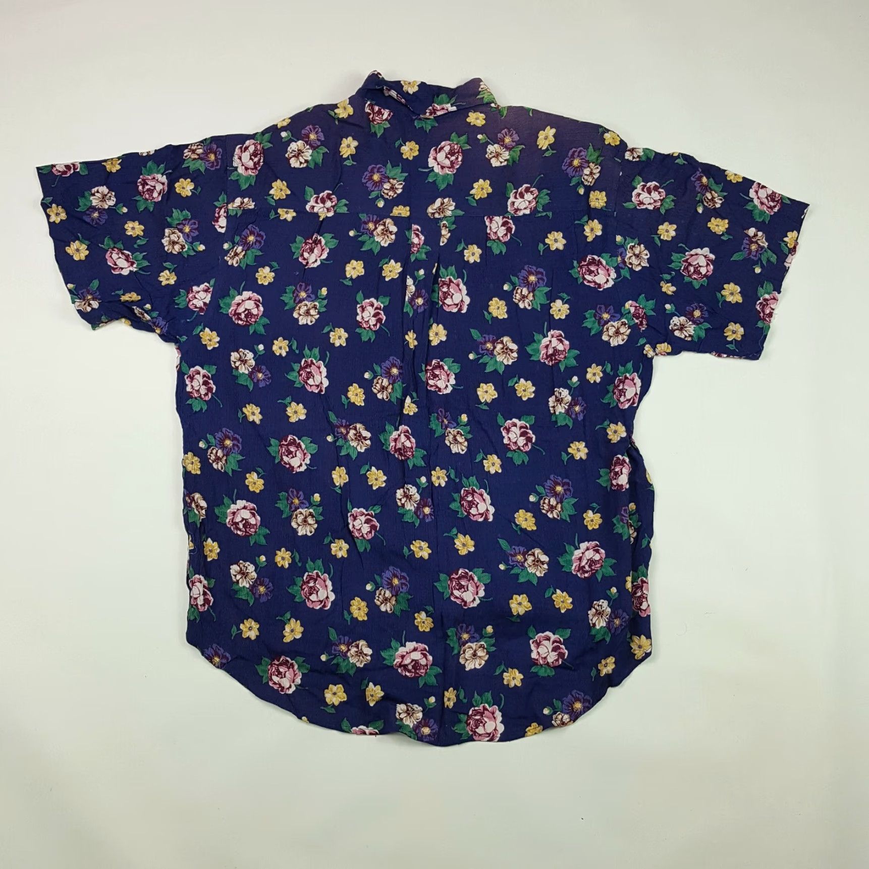 Vintage VTG 80s Rayon Women's Size M Floral Flower Short Sleeve Button Up Casual Shirt Size M / US 6-8 / IT 42-44 - 6 Thumbnail