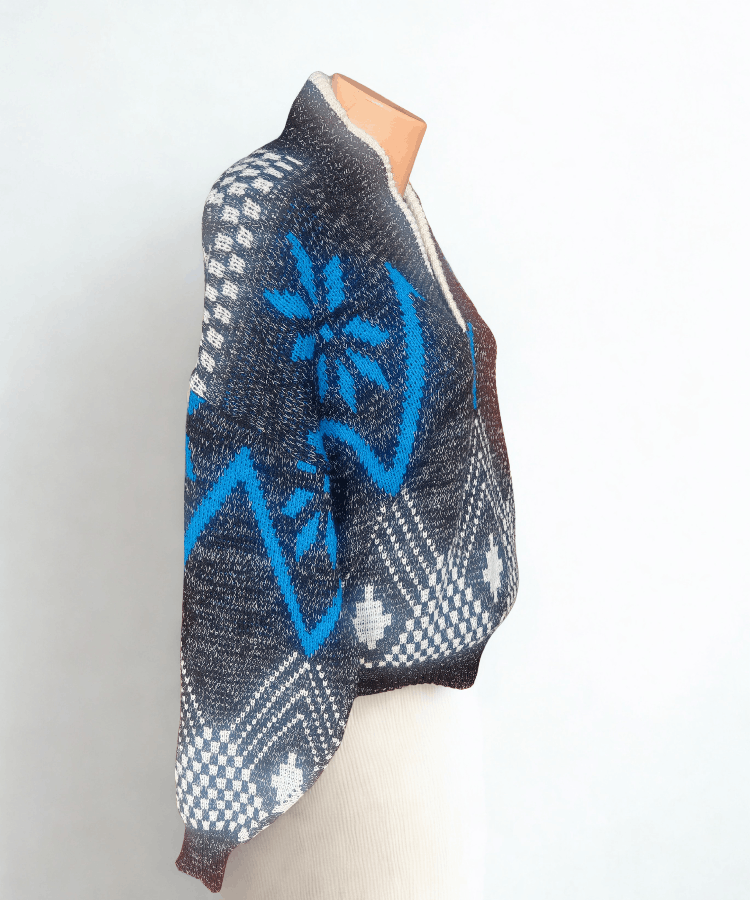 Vintage Vintage 90s Funky Geometric Print Jumper Shawl Collar size M Size US M / EU 48-50 / 2 - 2 Thumbnail