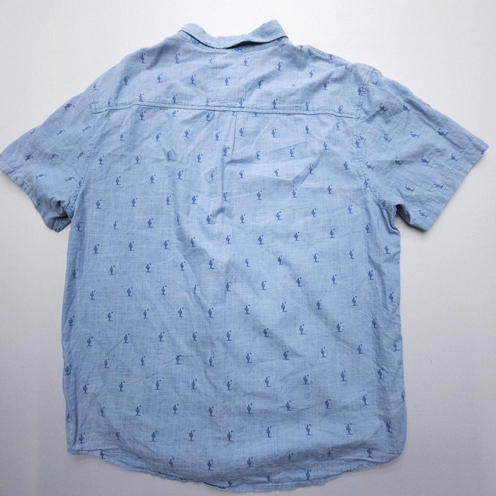 Prana prAna Broderick Short Sleeve Shirt Chambray Cactus Print Mens XL Organic Cotton Size US XL / EU 56 / 4 - 6 Thumbnail