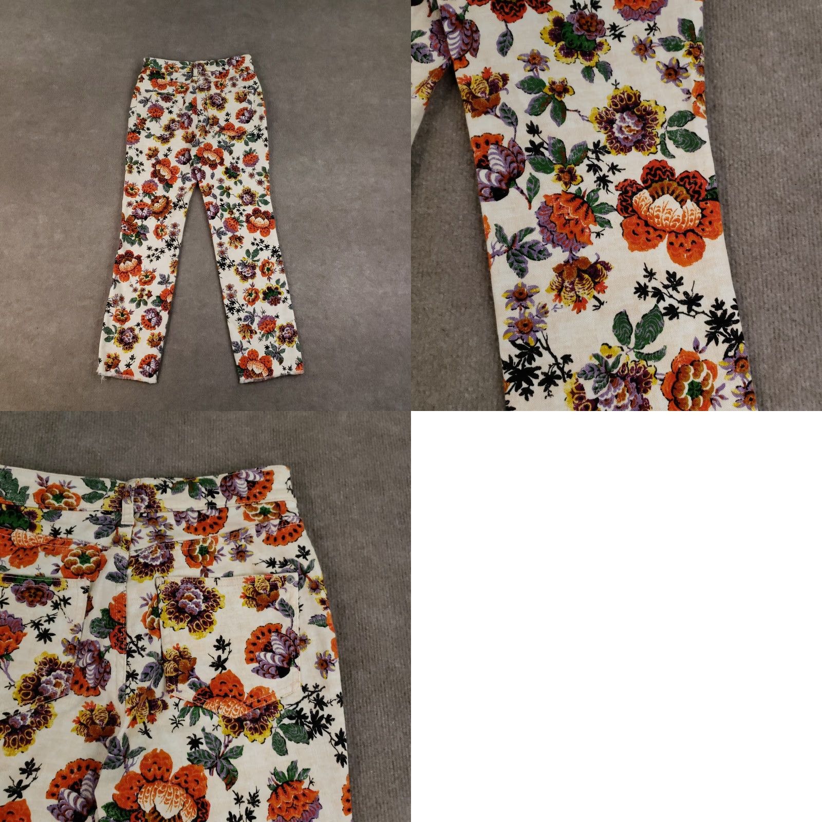 Anthropologie VINTAGE Anthropologie Pilcro Pants Womens 27 Cigarette High Rise Floral Raw Hem Boho Denim Stretch Orange 27 Mens Girls Womens Size 27" / US 4 / IT 40 - 10 Thumbnail