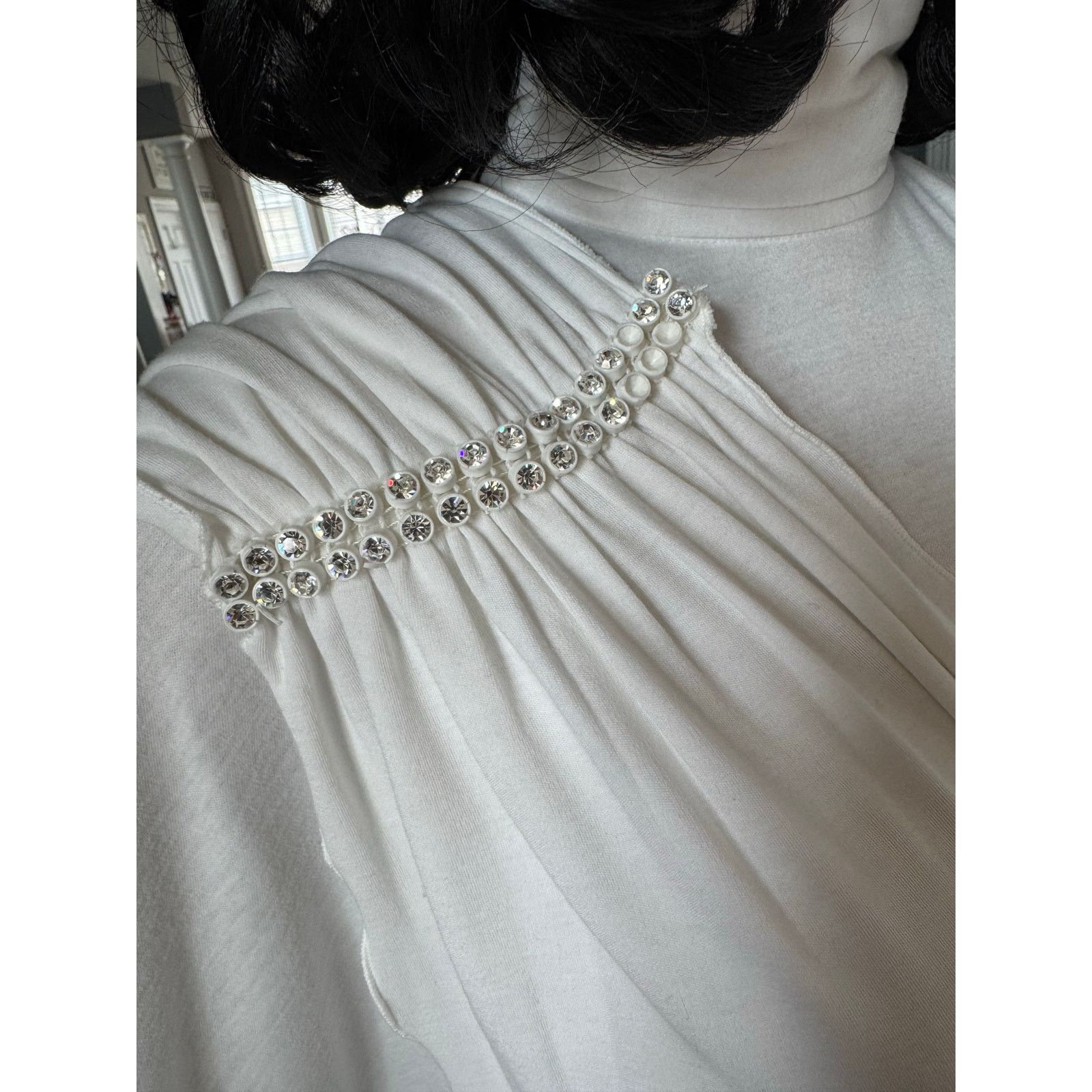 Vintage NWT Marcy & Co 1970s–80s White Rhinestone Caftan Gown sash M Size M / US 6-8 / IT 42-44 - 10 Thumbnail