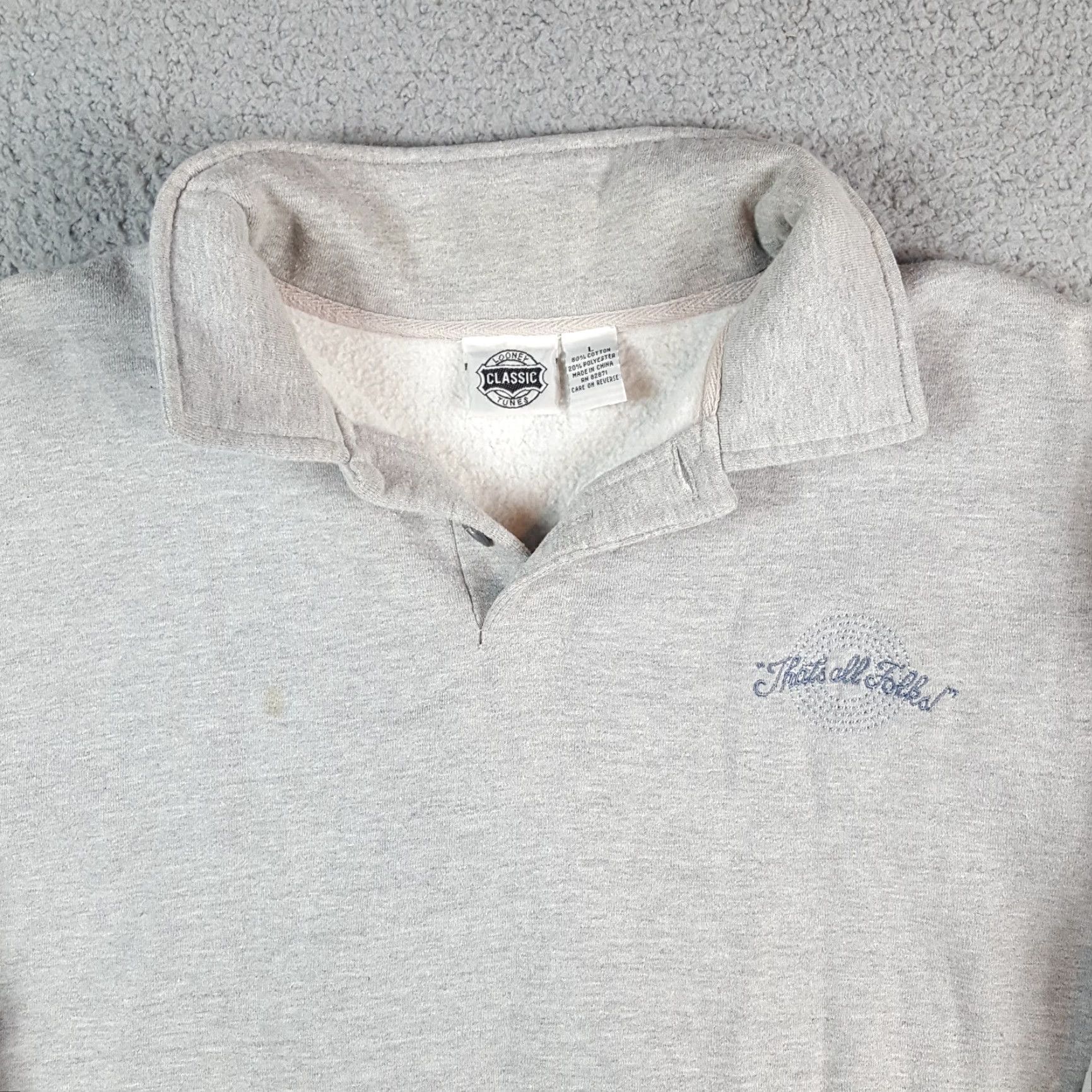 Vintage Vintage Looney Tunes Sweatshirt Mens Size L Collared Pullover Graphic Print 90s Cartoon Gray Pullover Sweatshirt Size US L / EU 52-54 / 3 - 3 Thumbnail