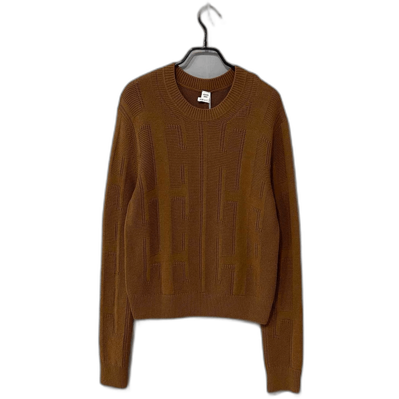 Hermes Brown HPattern Wool Sweater by HERMES-2506 Size S / US 4 / IT 40 - 1 Thumbnail