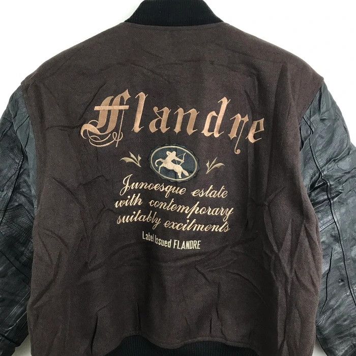 Japanese Brand SY0182 VTG FLANDRE WOOL/LEATHER SLEEVE VARSITY JACKET Size US M / EU 48-50 / 2 - 3 Thumbnail