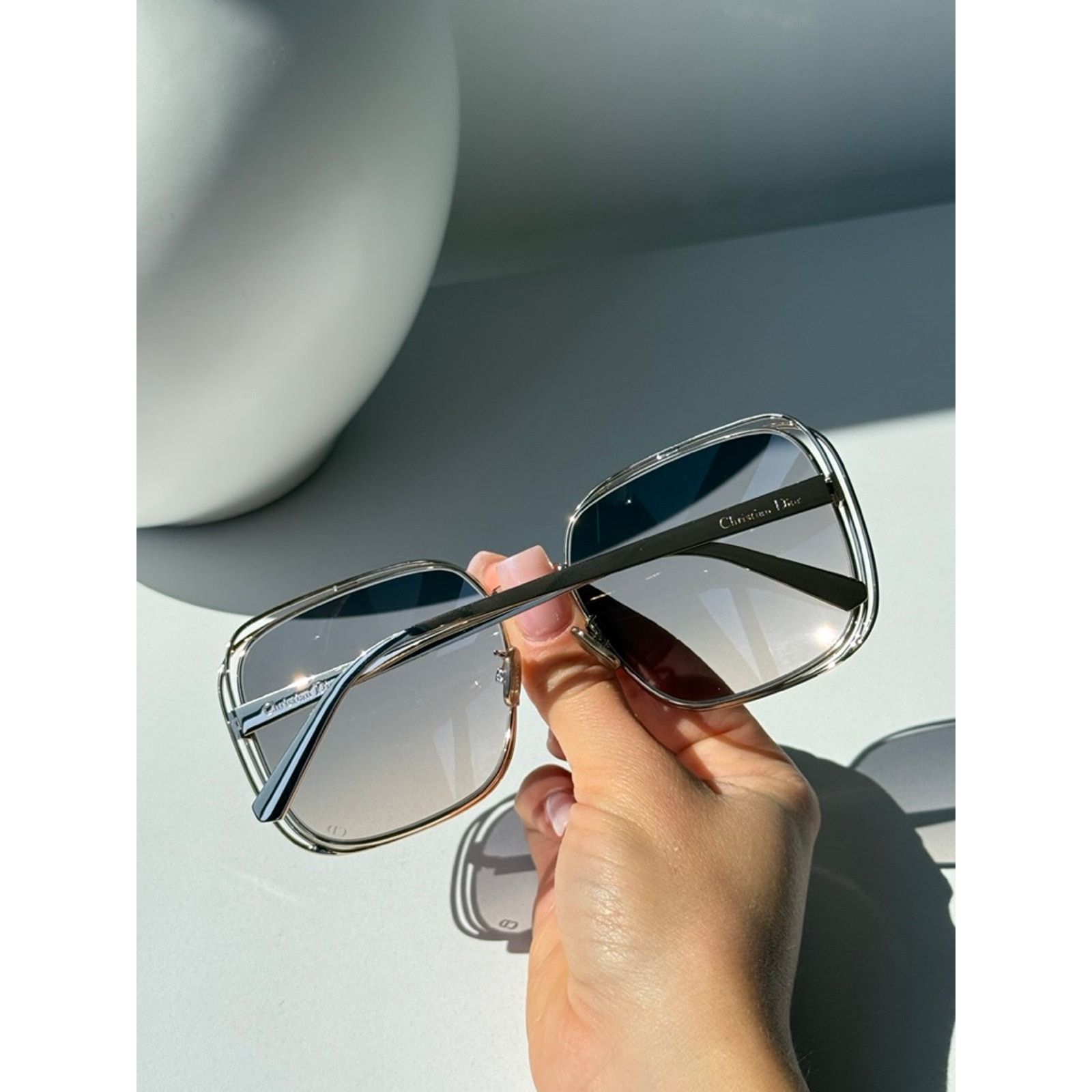Dior NEW Dior FilDior S1U Square Sunglasses in Gold Grey Size ONE SIZE - 9 Thumbnail