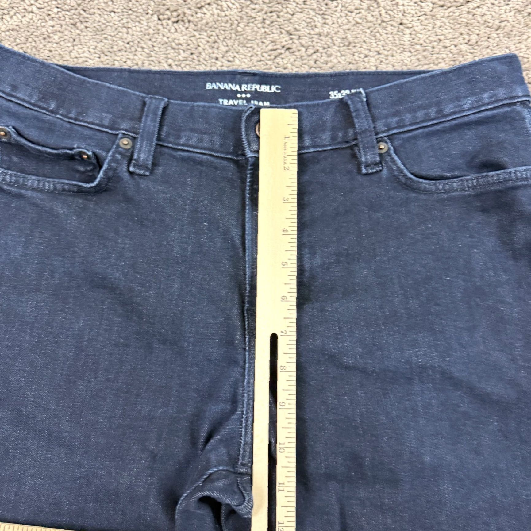 Banana Republic Banana Republic Jeans Men 35 Slim Fit Dark Wash Denim Stretch Low Rise Travel Jeans Slim Straight Mens Blue 32 Inseam 34x30 Pattern Solid Logo Accents Size US 34 / EU 50 - 4 Thumbnail