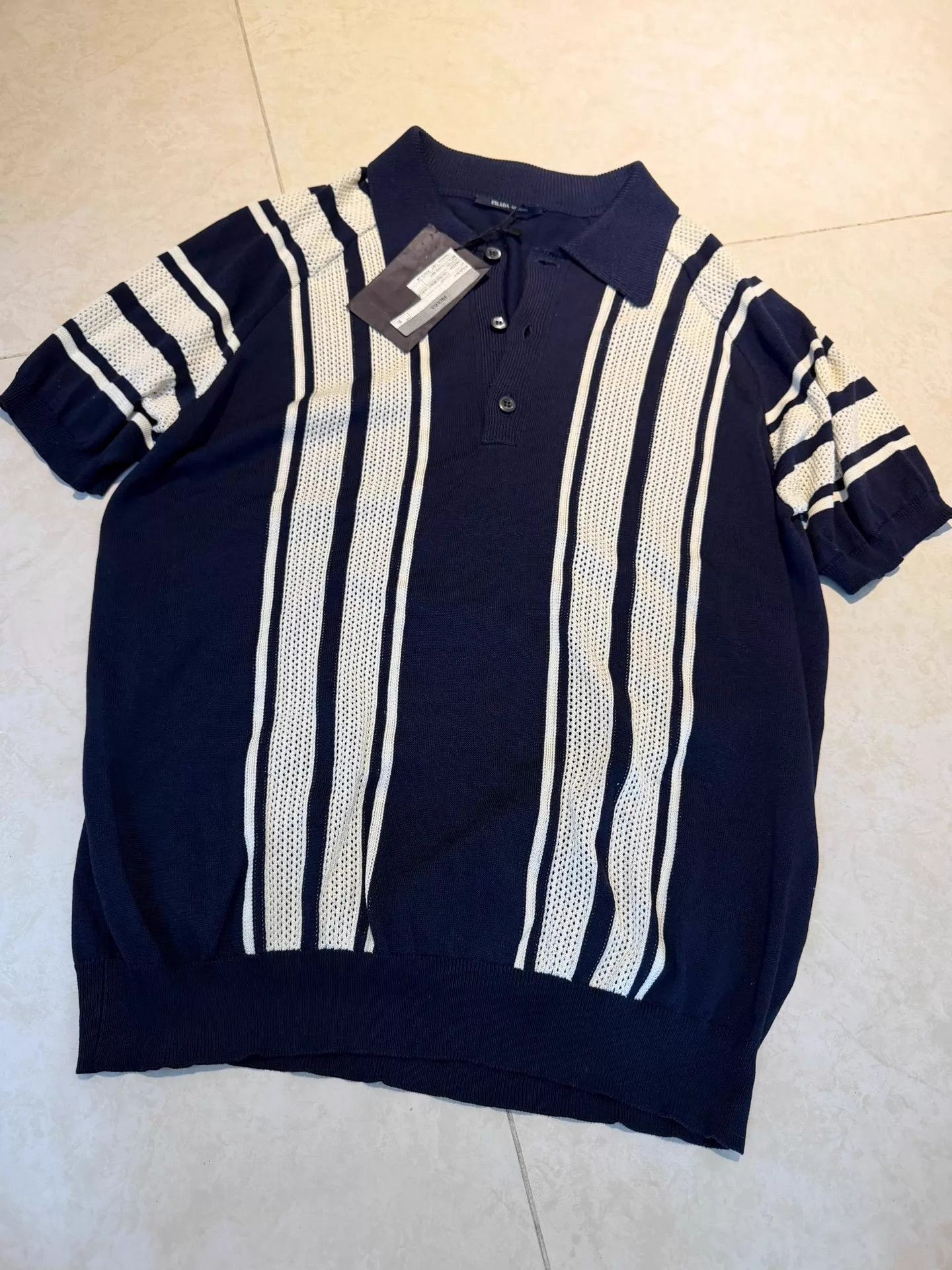 Prada Multi-Stripe Short Sleeve Polo Shirt Size US M / EU 48-50 / 2 - 1 Thumbnail