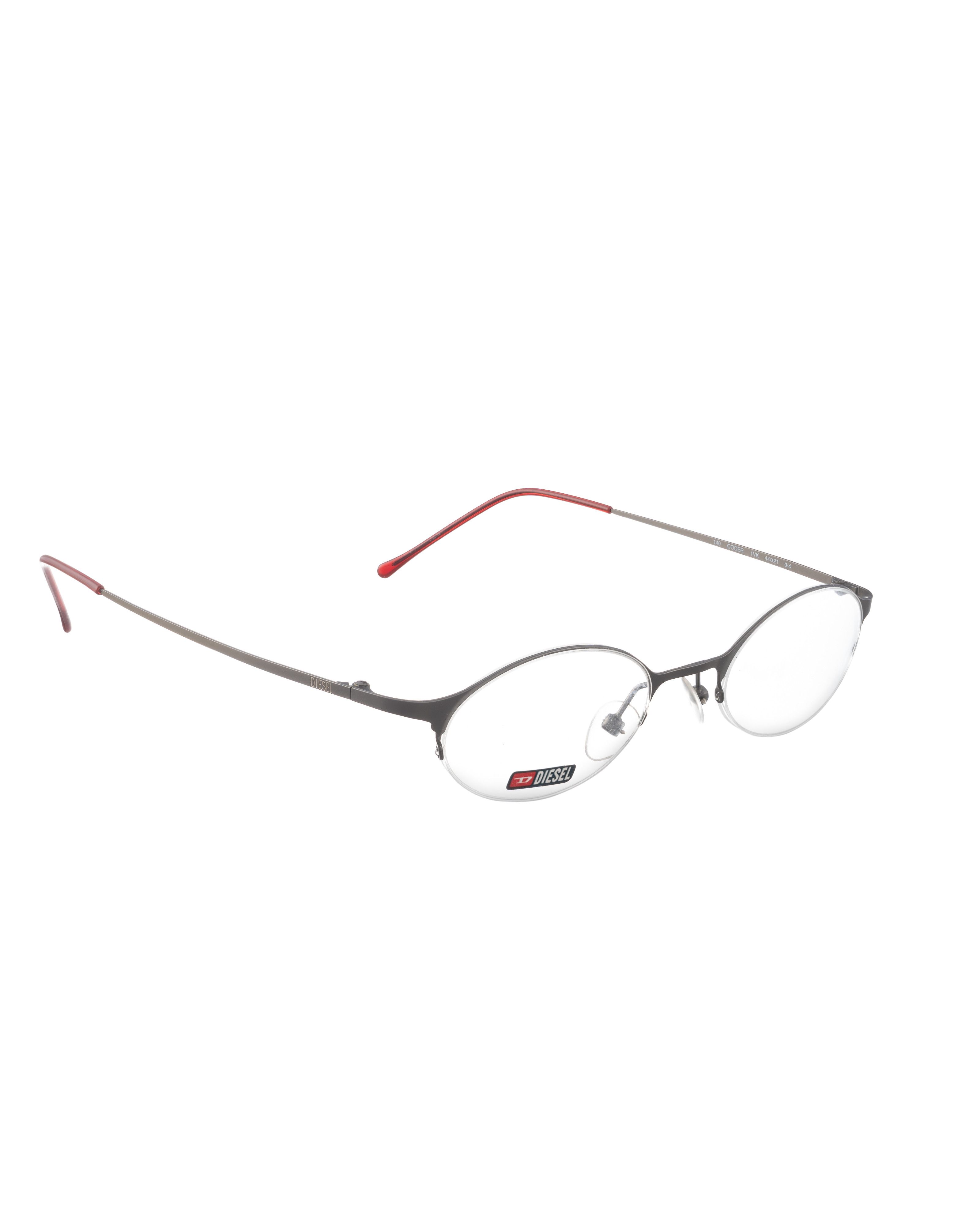Diesel Diesel '00s Steel and Burgundy Half-Rim Mini Glasses Size ONE SIZE - 2 Thumbnail
