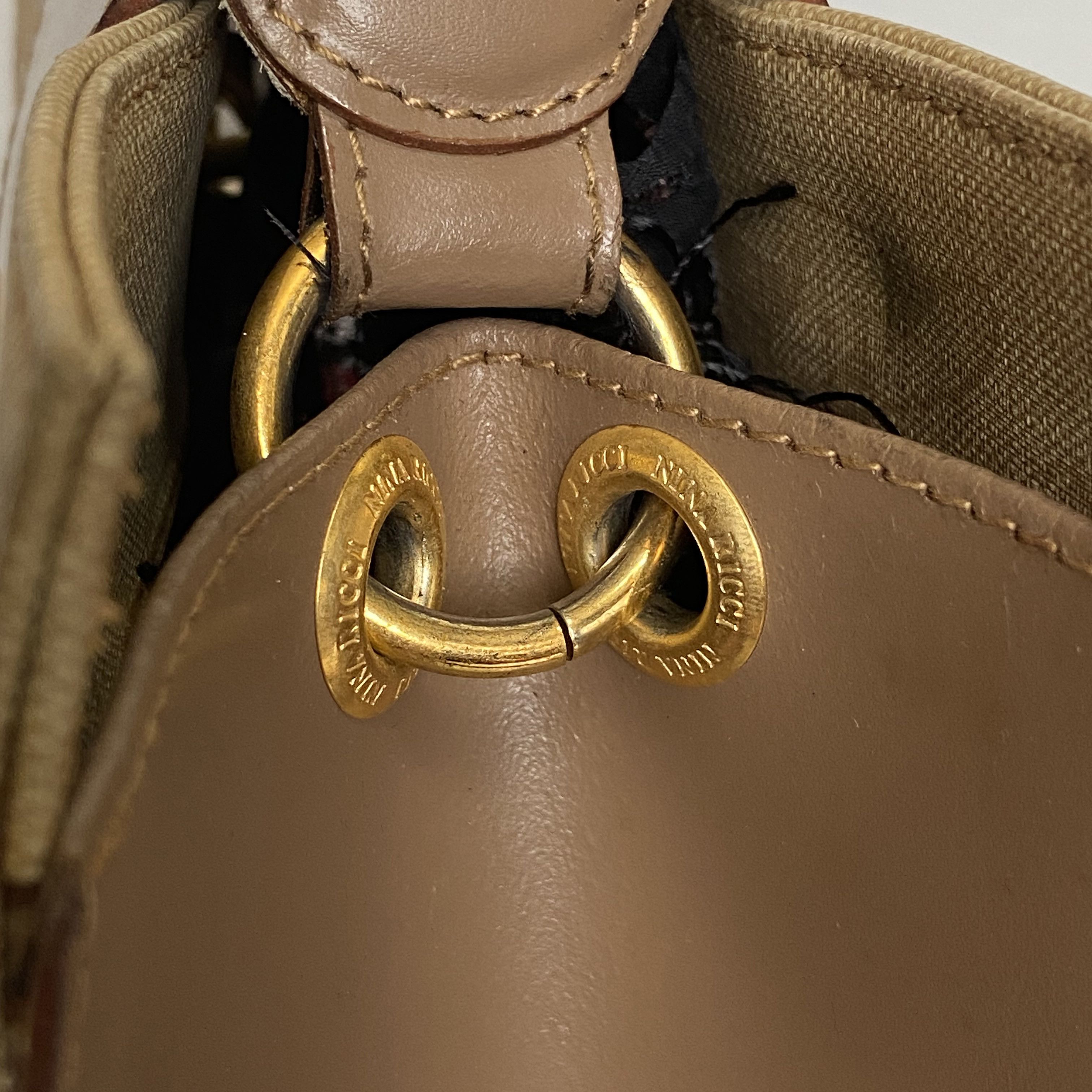 Nina Ricci × Vintage NINA RICCI Vintage Beige Brown Monogrammed Handbag Size ONE SIZE - 9 Thumbnail