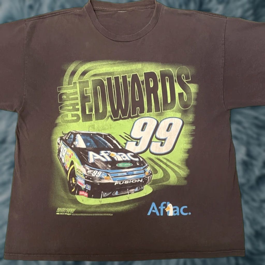 NASCAR VINTAGE 90s Y2K Nascar Aflac Carl Edwards Big Graphic VTG Shirt Mens Size L Black USA Sports Hip Hop Size US L / EU 52-54 / 3 - 1 Thumbnail
