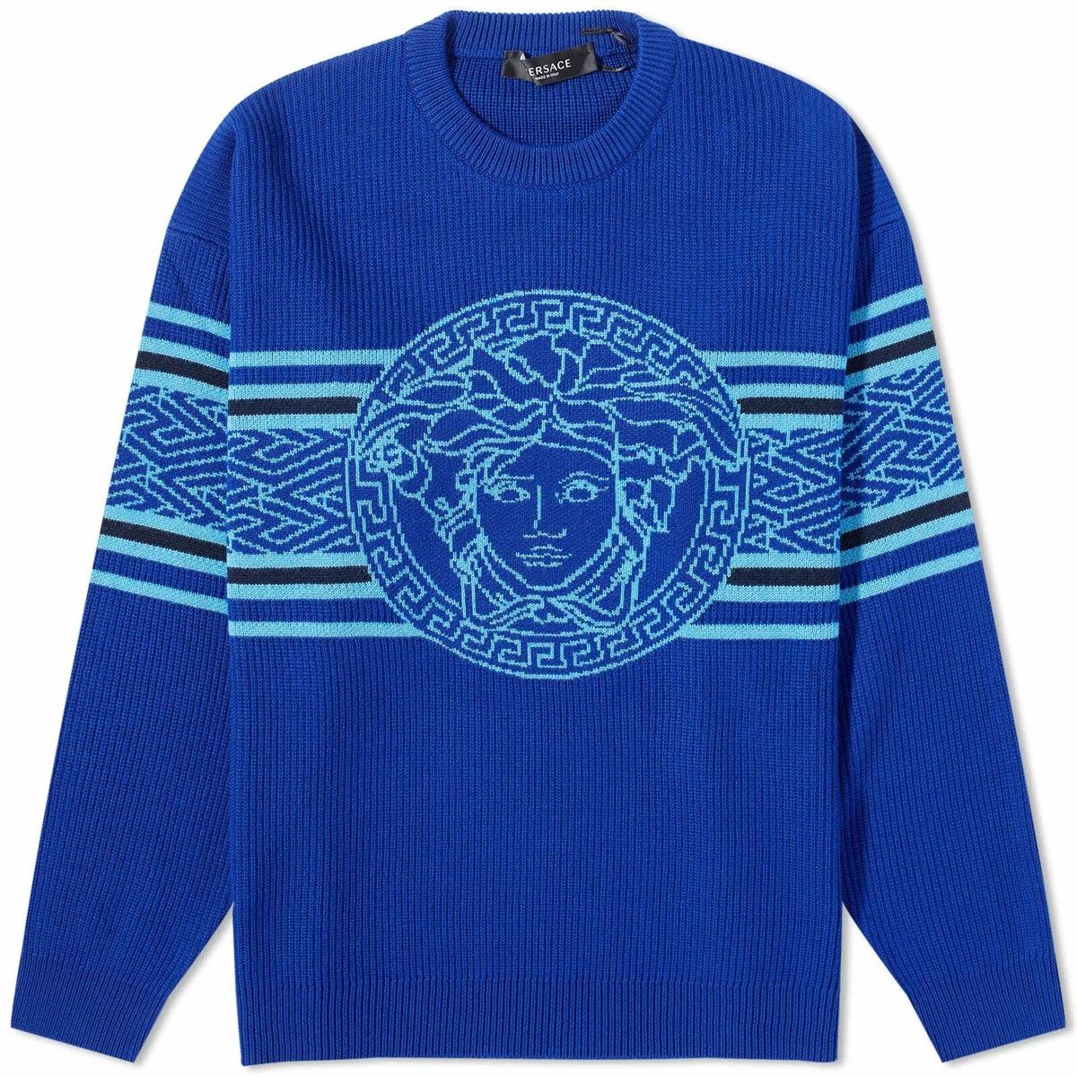 Versace o1y0525 Logo Crewneck Sweater in Bright Blue Size US M / EU 48-50 / 2 - 1 Thumbnail