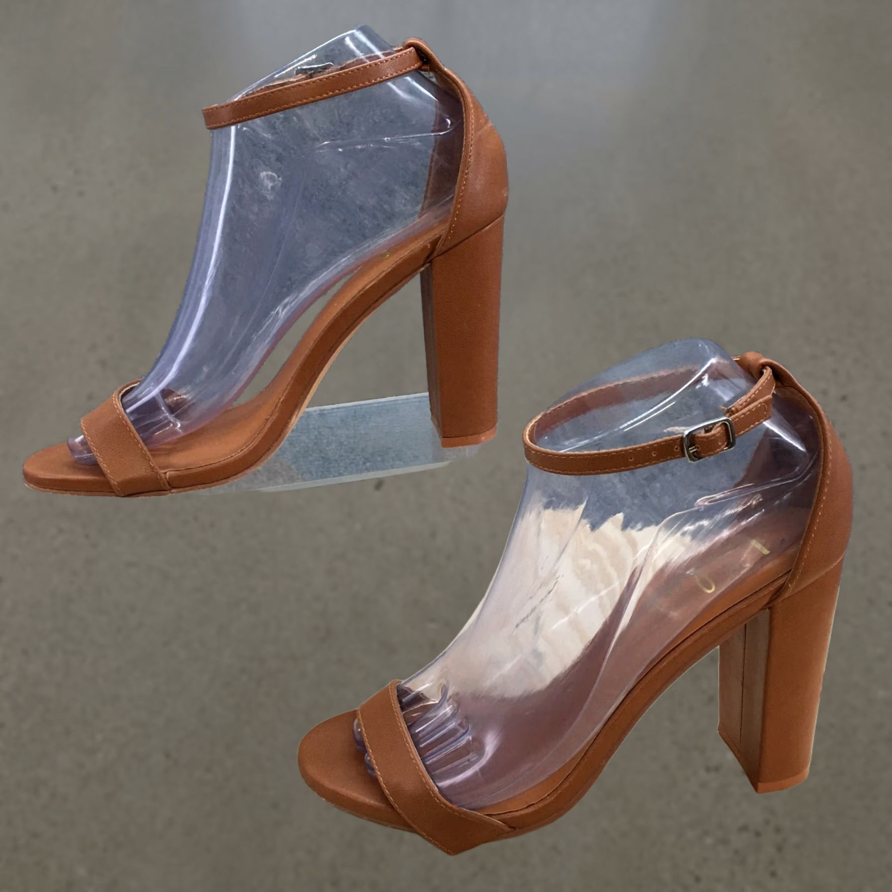 Lulus Lulus Pump Heels Womens 7M Brown Taylor Naked Ankle Strap Slip-On Casual Leather Sandal Size US 7 / IT 37 - 1 Thumbnail