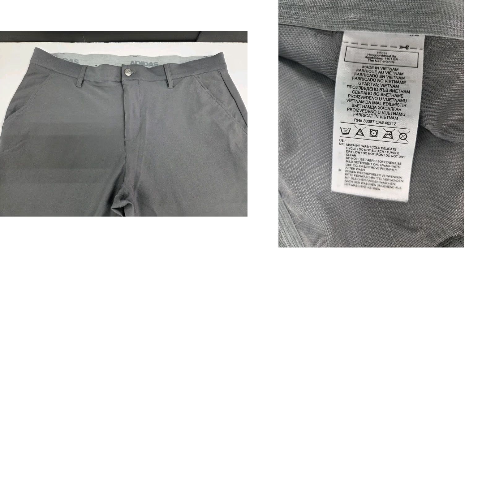 Adidas Adidas Mens Grey Golf Pants 34/30 Polyester Spandex Zip Flat Front Logo Pockets Straight Leg Regular Fit Modern Golf Casual Mens Size US 34 / EU 50 - 8 Thumbnail